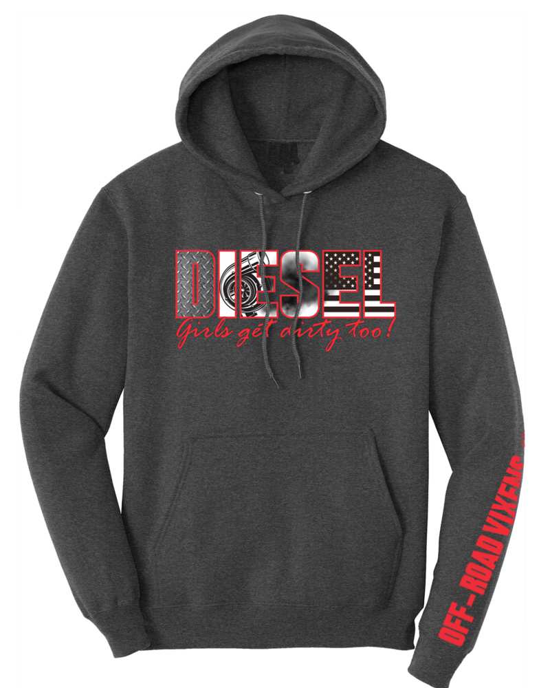 Photo of Diesel Girl Unisex Pullover Hoodie by OFF-ROAD VIXENS CLOTHING CO. - Premium Ladies Hoodies for UTVs / Side by Sides