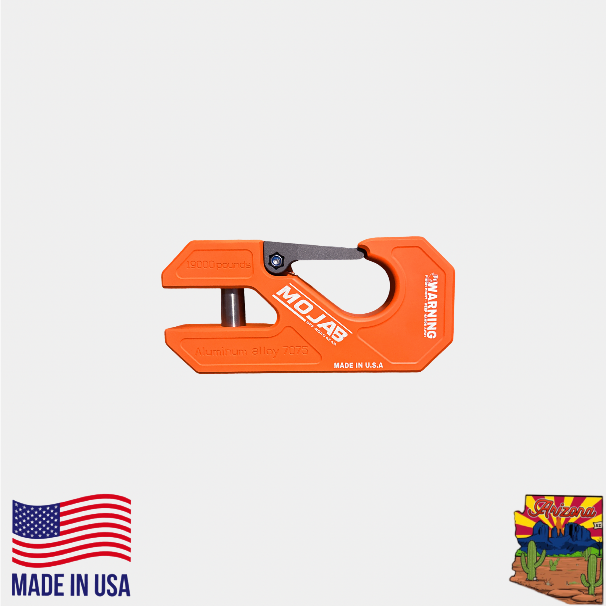 Photo of Aluminum winch shackle, closed latch (LIFE TIME WARRANTY*) by MOJAB OFFROAD - Premium for UTVs / Side by Sides