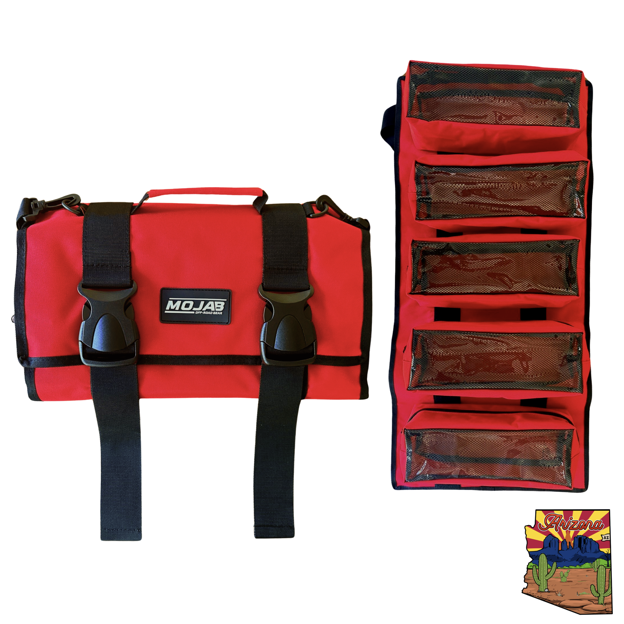 Photo of Large Canvas Tool organizer bag with 5 removeable pouches by MOJAB OFFROAD - Premium Bag for UTVs / Side by Sides