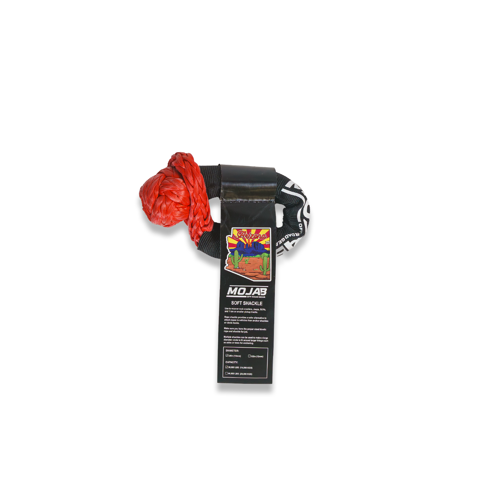 Photo of Soft Shackle 3/8'' x 14'' with sleeve and bag (Set of 2 Shackles) (Lifetime Warranty) by MOJAB OFFROAD - Premium for UTVs / Side by Sides