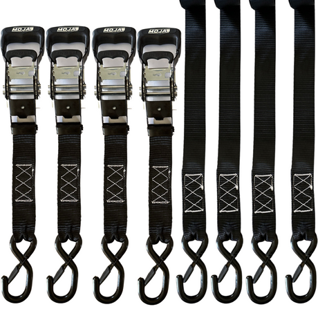 1.6" x 15' Ratchet Tie-Down Set  (Pack of 4) , Closed Hook.