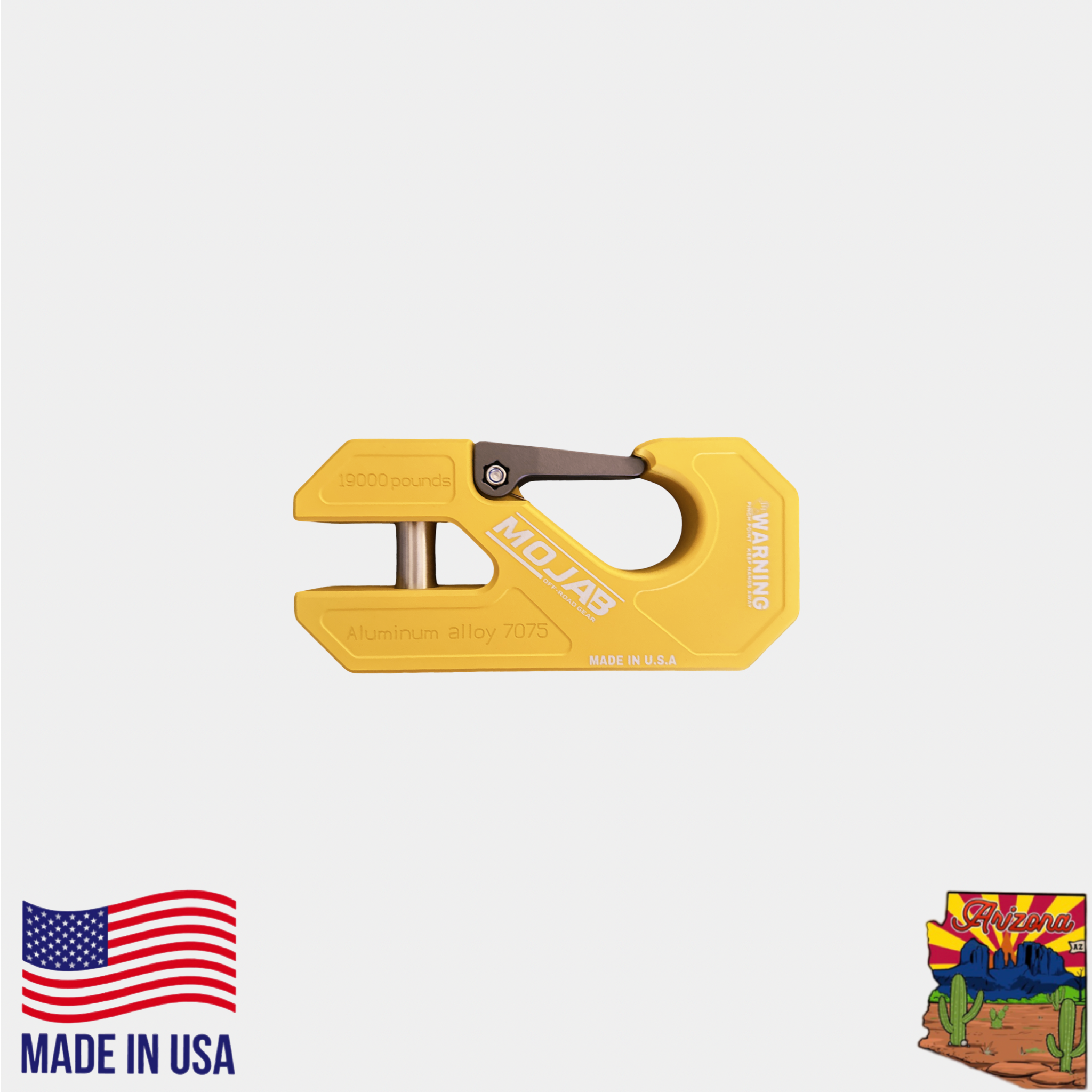 Photo of Aluminum winch shackle, closed latch (LIFE TIME WARRANTY*) by MOJAB OFFROAD - Premium for UTVs / Side by Sides