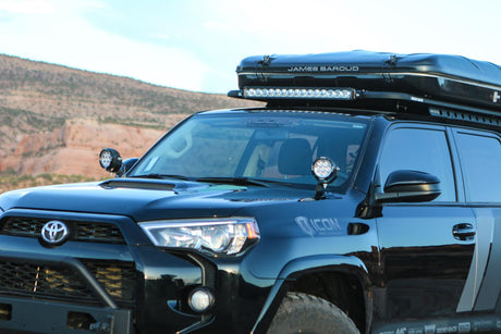 Photo of 2010-2023 Toyota 4-Runner A-Pillar Mounts with 4.7" CG2 Light Cannon by Vision X Off-Road - Premium Vehicle Specific Kit for UTVs / Side by Sides