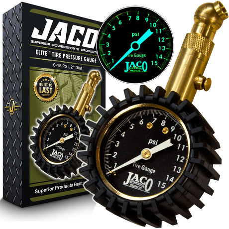 Photo of Elite® Low Pressure Tire Gauge - 15 PSI by JACO - Premium Tire Pressure Gauge for UTVs / Side by Sides
