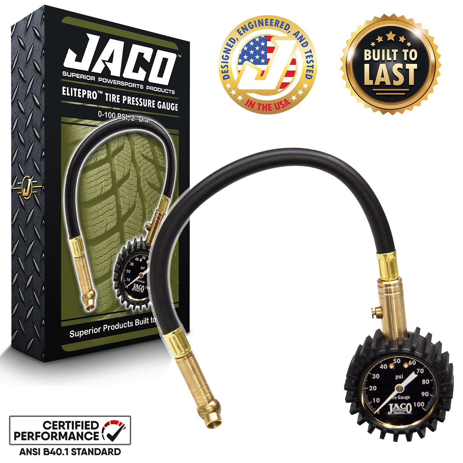 Photo of ElitePro™ Tire Pressure Gauge - 100 PSI by JACO - Premium Tire Pressure Gauge for UTVs / Side by Sides