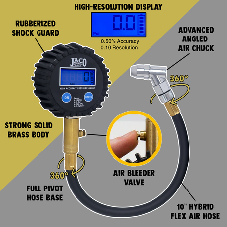 Photo of ElitePro™ Digital Tire Pressure Gauge - Professional Accuracy - 100 PSI by JACO - Premium Tire Pressure Gauge for UTVs / Side by Sides