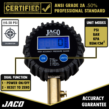 Photo of ElitePro™ Digital Tire Pressure Gauge - Professional Accuracy - 100 PSI by JACO - Premium Tire Pressure Gauge for UTVs / Side by Sides