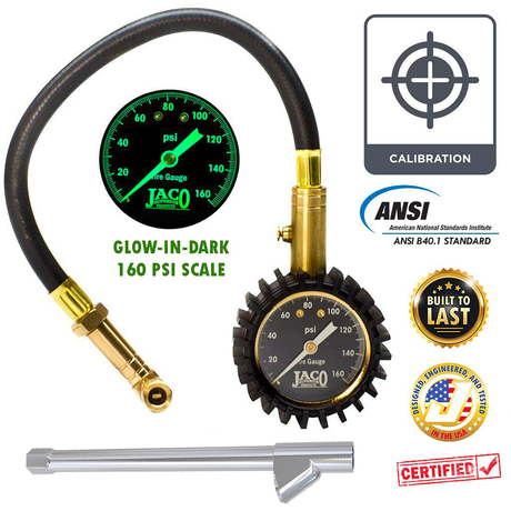 Photo of EliteProPlus™ Tire Pressure Gauge with Dually Air Chuck - 160 PSI by JACO - Premium Tire Pressure Gauge for UTVs / Side by Sides