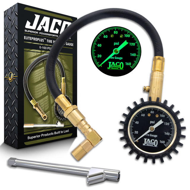 Photo of EliteProPlus™ Tire Pressure Gauge with Dually Air Chuck - 160 PSI by JACO - Premium Tire Pressure Gauge for UTVs / Side by Sides