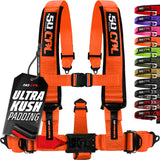 50 Caliber Racing Fury Orange 5-point Elite EZ-Adjust race-latch harness front view