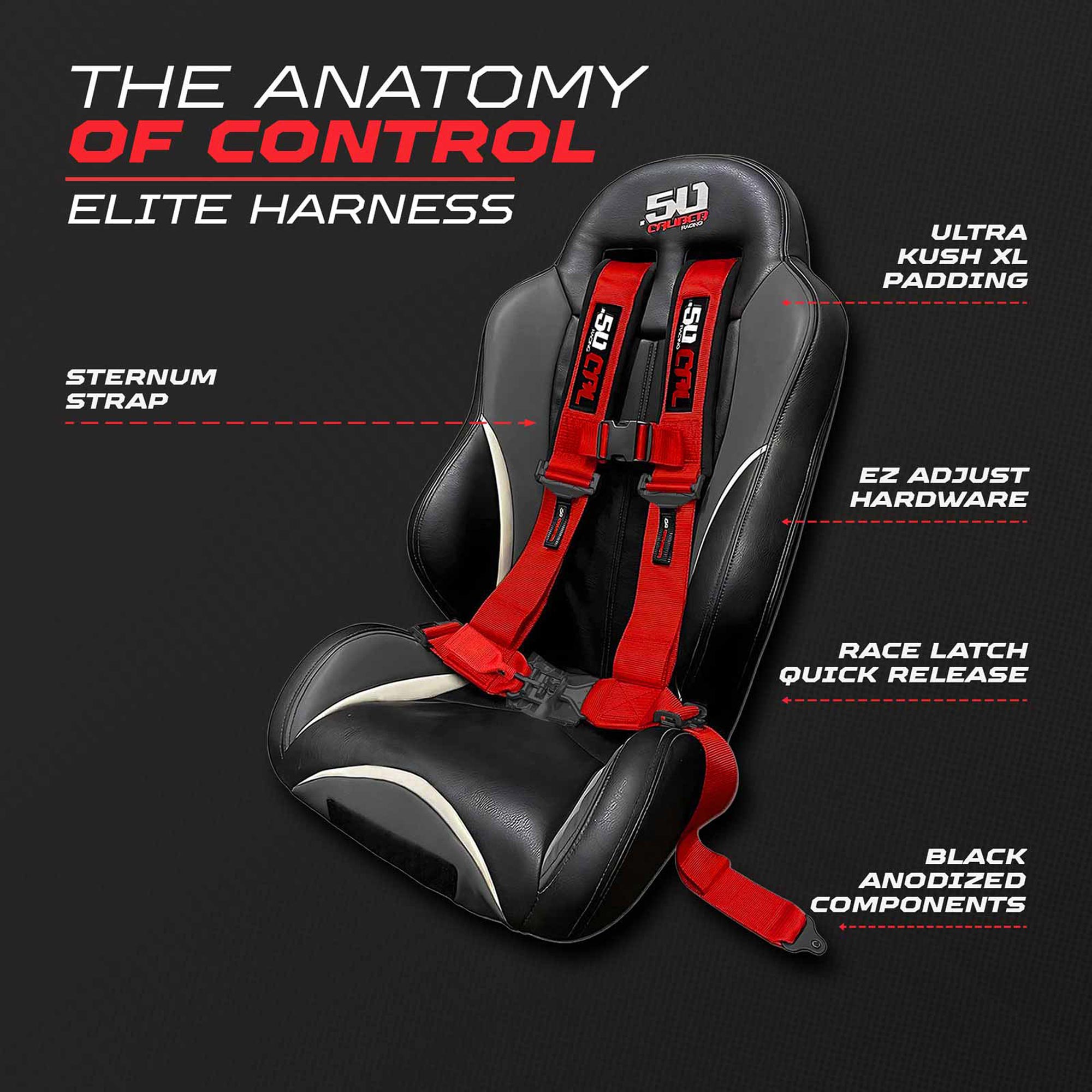 50 Caliber Racing Elite Series EZ Adjust UTV Harness | 2" & 3", 4pt & 5pt, 10 Colors