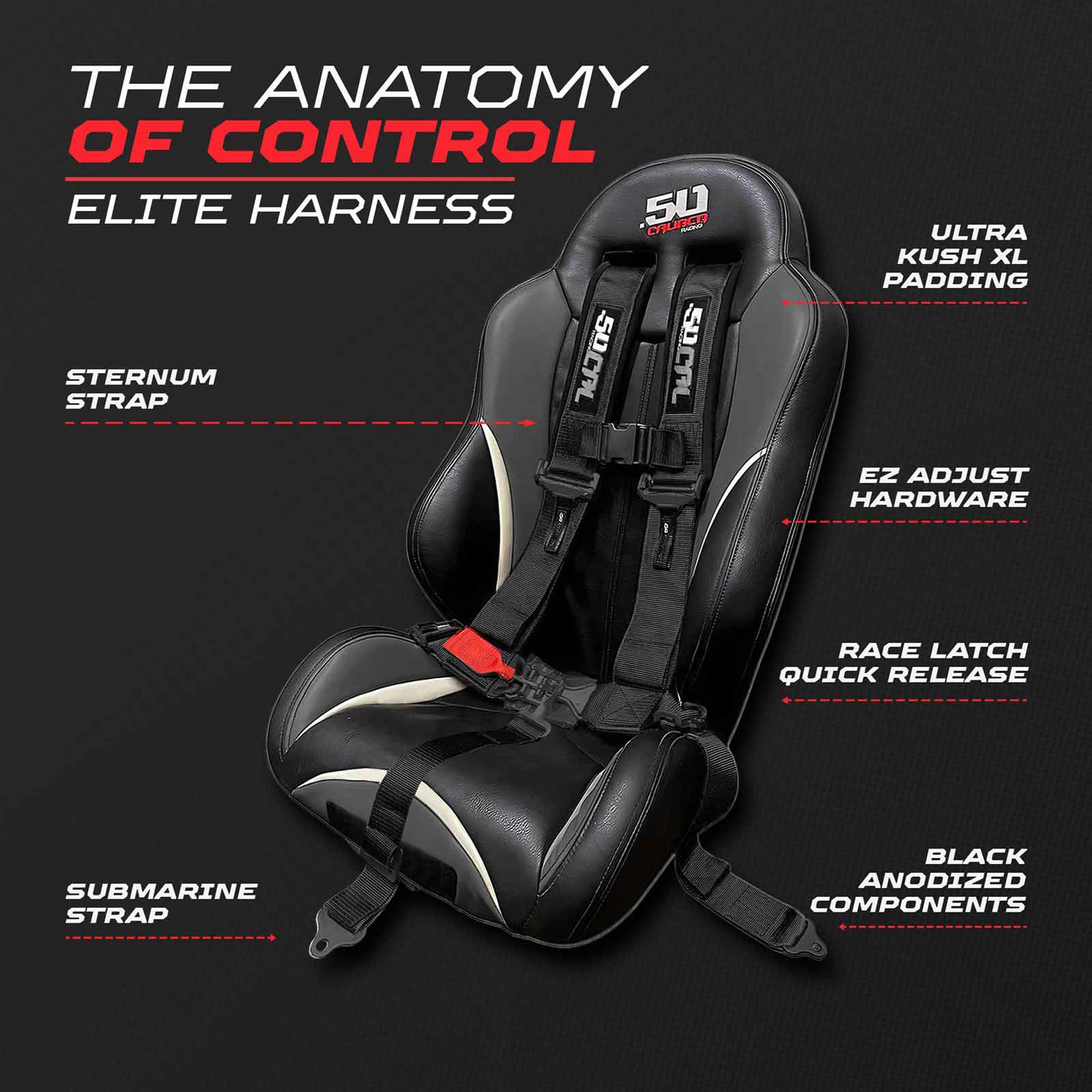 50 Caliber Racing Elite Series EZ Adjust UTV Harness | 2" & 3", 4pt & 5pt, 10 Colors