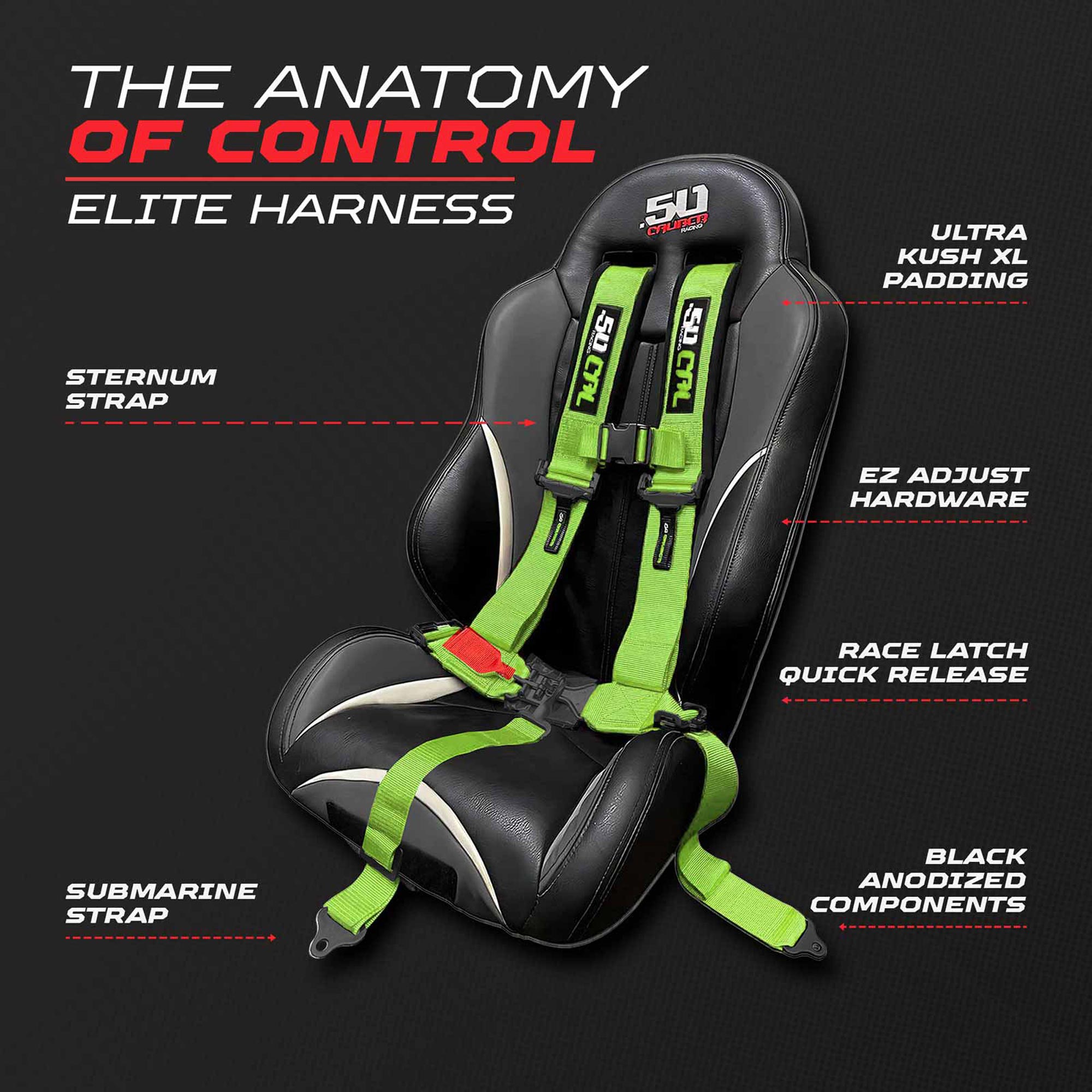 50 Caliber Racing Elite Series EZ Adjust UTV Harness | 2" & 3", 4pt & 5pt, 10 Colors