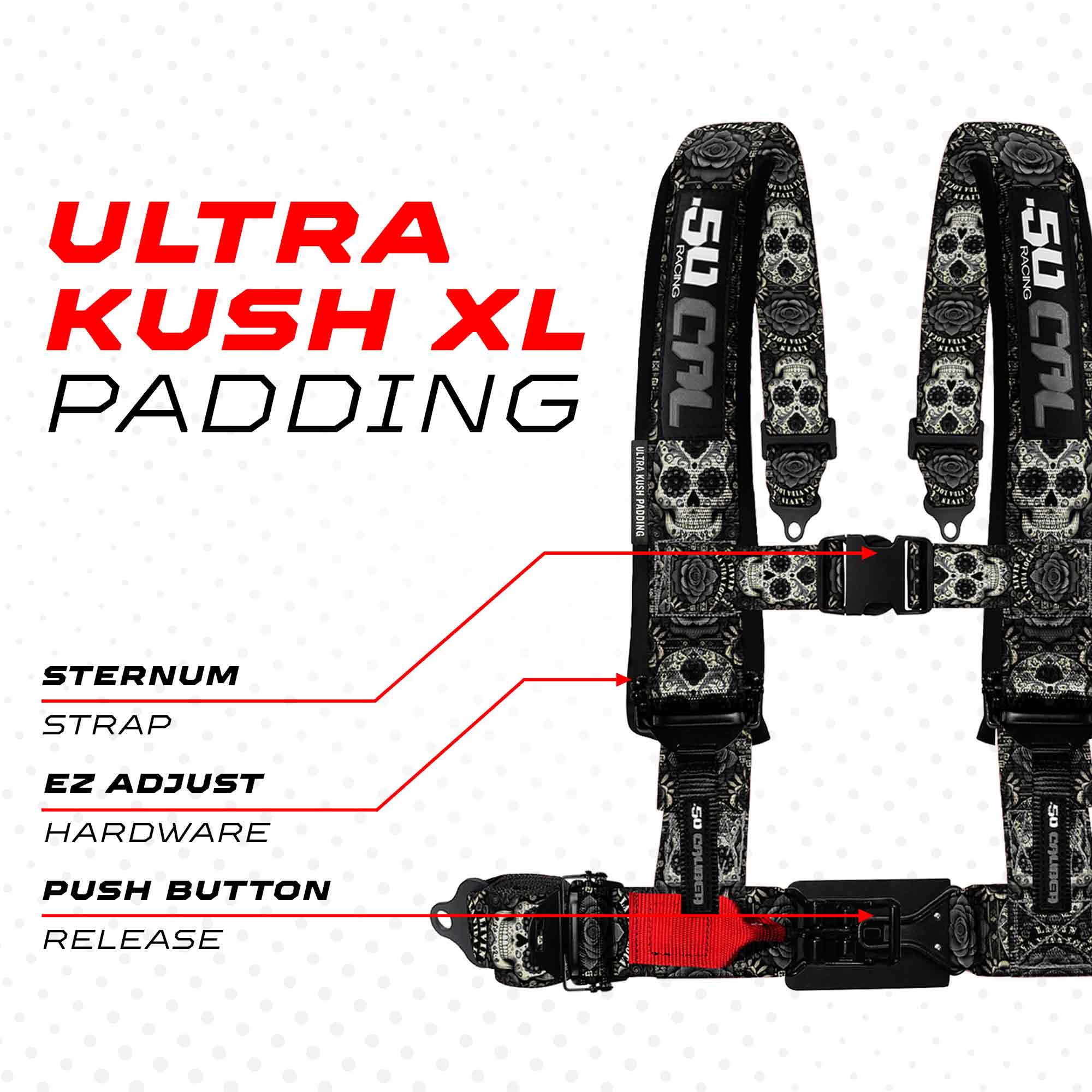 50 Caliber Racing Elite Series EZ Adjust UTV Harness | 2" & 3", 4pt & 5pt, 10 Colors