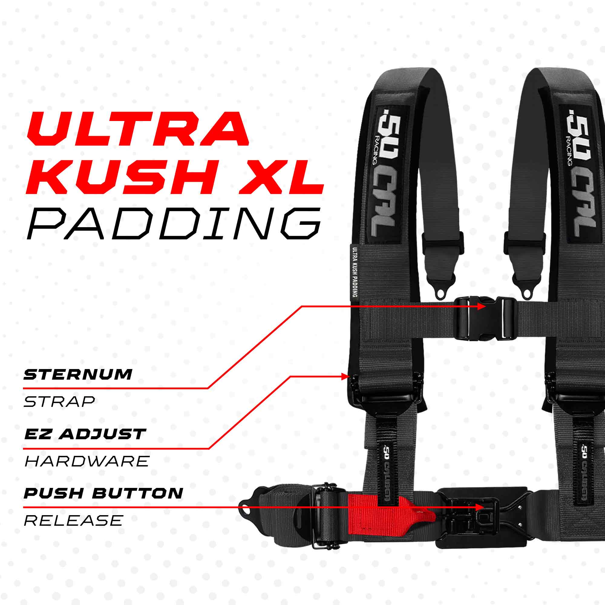 50 Caliber Racing Elite Series EZ Adjust UTV Harness | 2" & 3", 4pt & 5pt, 10 Colors