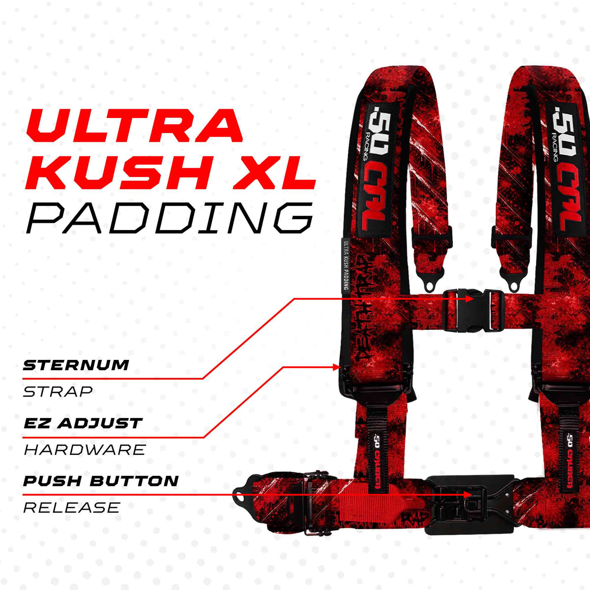 50 Caliber Racing Elite Series EZ Adjust UTV Harness | 2" & 3", 4pt & 5pt, 10 Colors