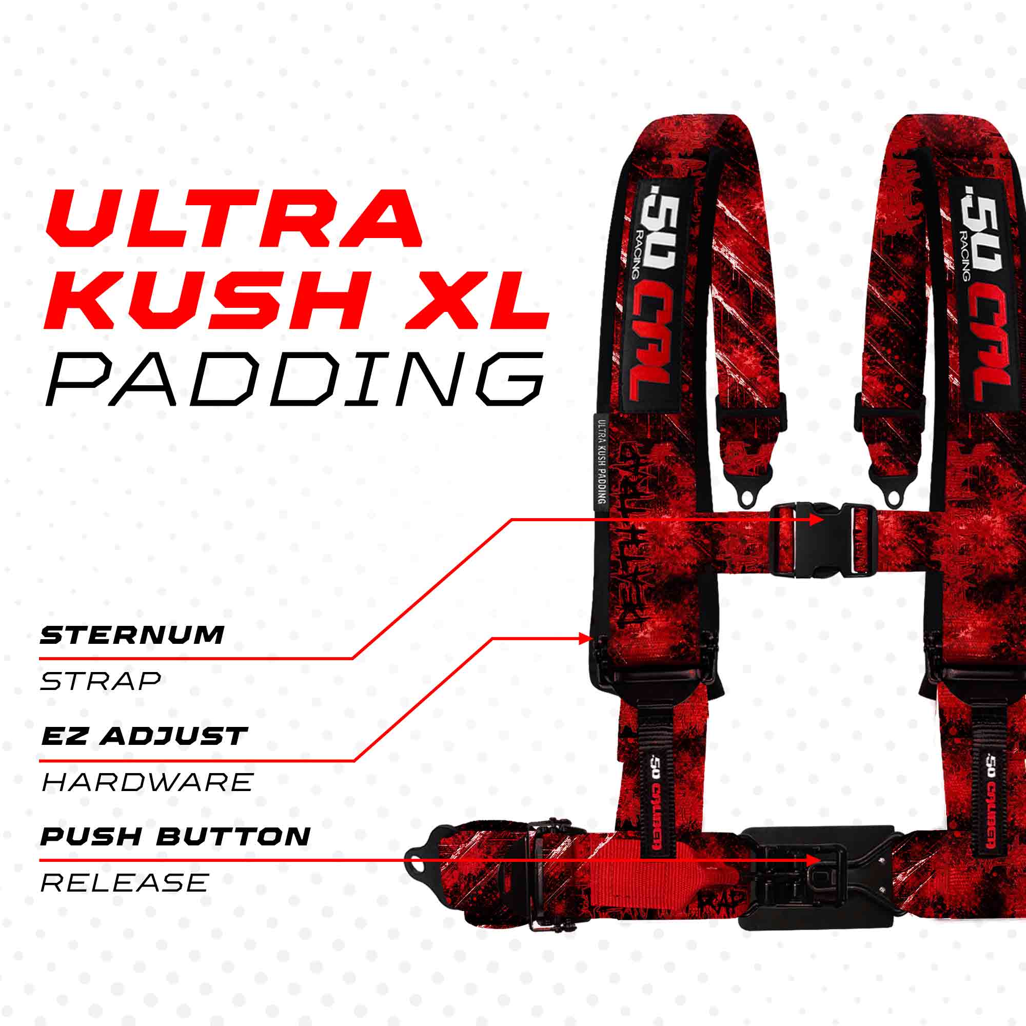 50 Caliber Racing Elite Series EZ Adjust UTV Harness | 2" & 3", 4pt & 5pt, 10 Colors