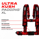 50 Caliber Racing Death Trap 4-point Elite EZ-Adjust race-latch harness shoulder padding and release detail