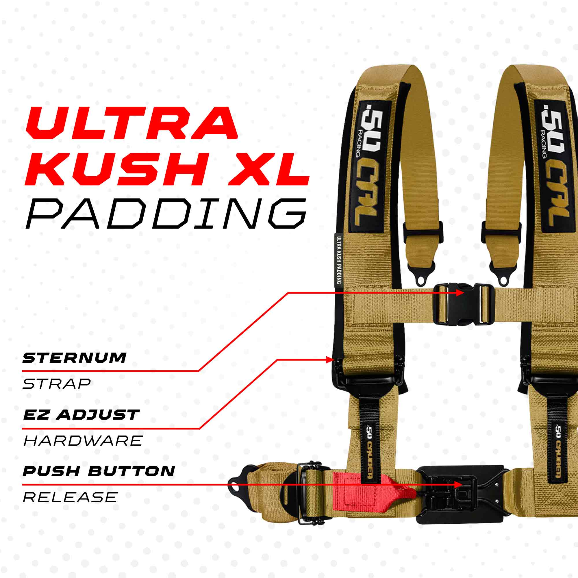 50 Caliber Racing Elite Series EZ Adjust UTV Harness | 2" & 3", 4pt & 5pt, 10 Colors