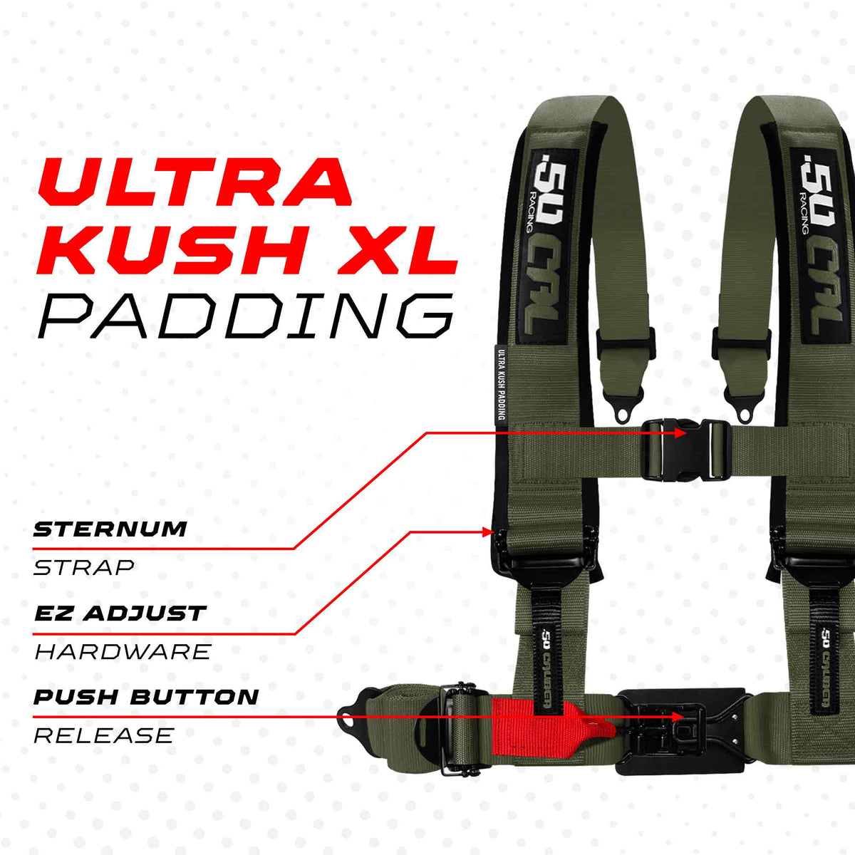 50 Caliber Racing Elite Series EZ Adjust UTV Harness | 2" & 3", 4pt & 5pt, 10 Colors