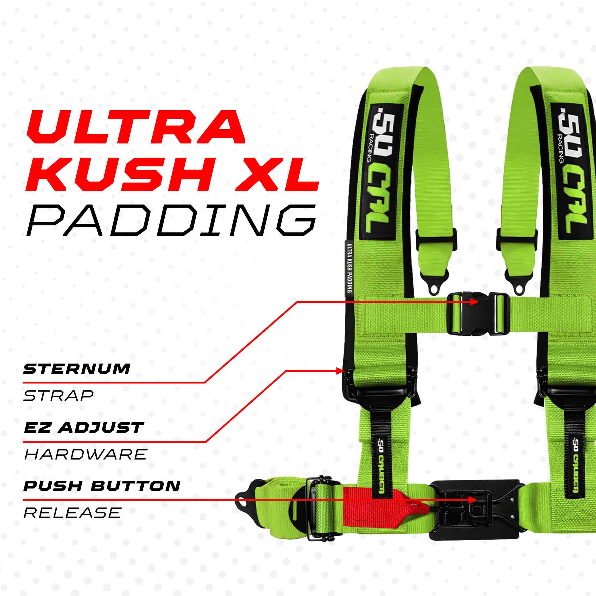 50 Caliber Racing Elite Series EZ Adjust UTV Harness | 2" & 3", 4pt & 5pt, 10 Colors