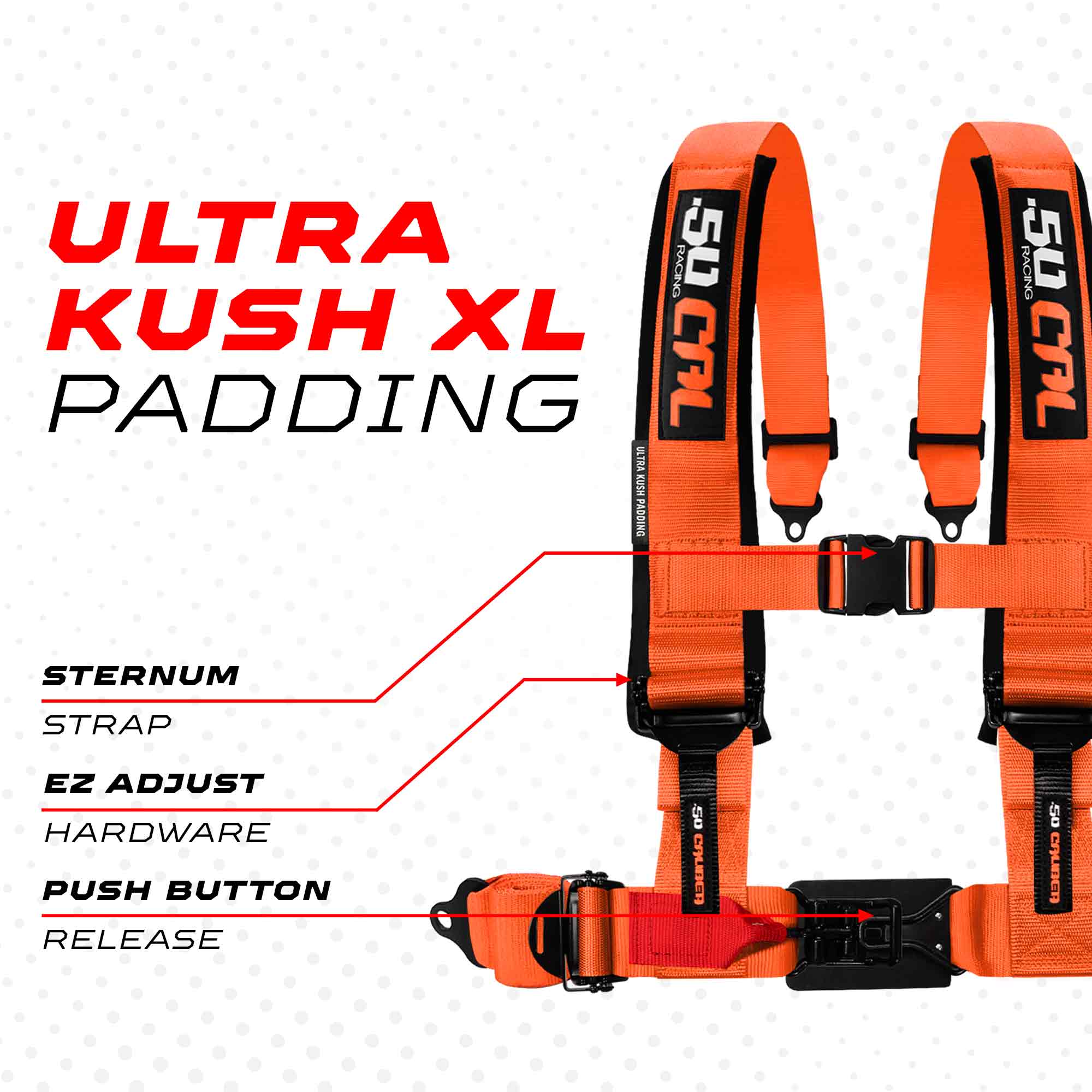 50 Caliber Racing Elite Series EZ Adjust UTV Harness | 2" & 3", 4pt & 5pt, 10 Colors
