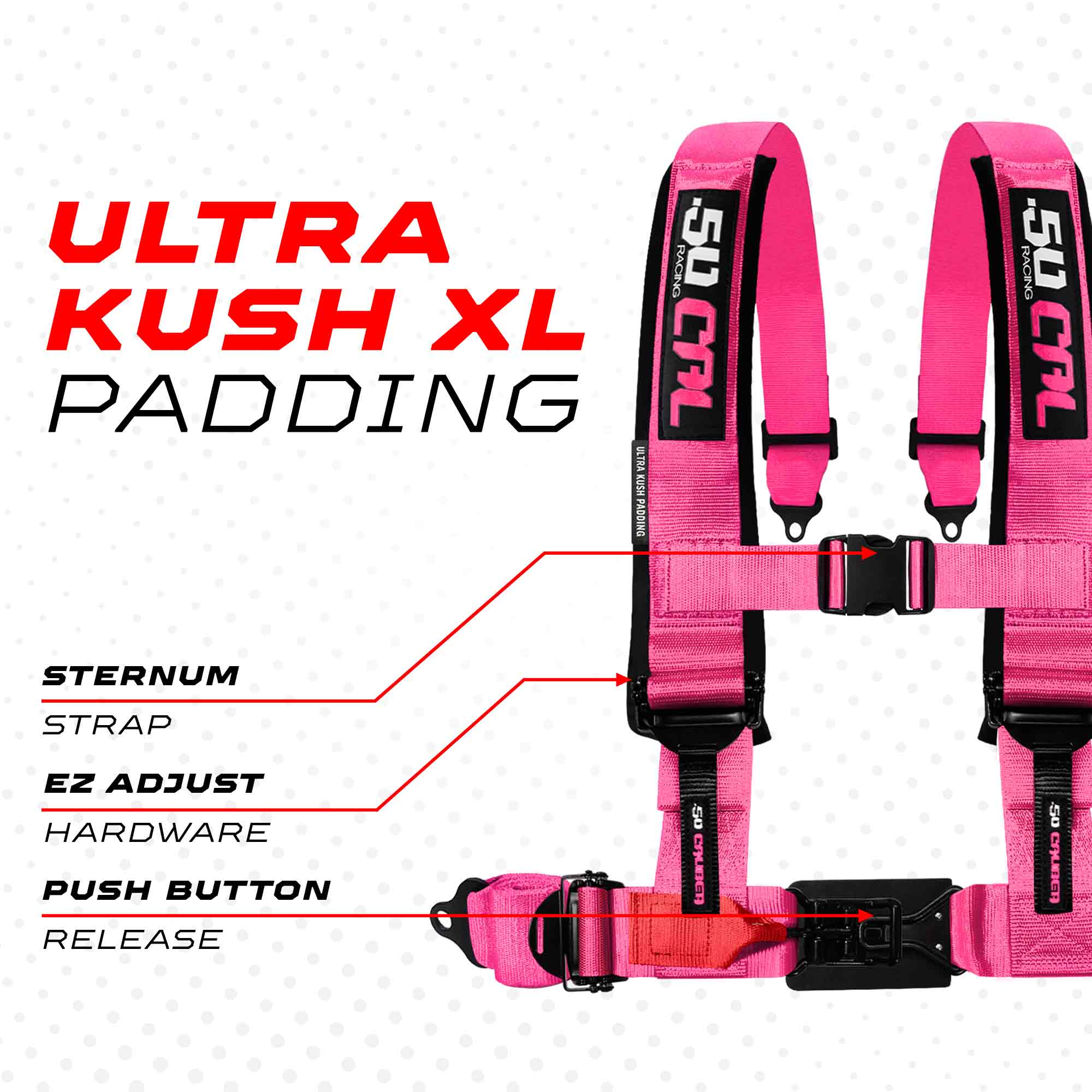 50 Caliber Racing Elite Series EZ Adjust UTV Harness | 2" & 3", 4pt & 5pt, 10 Colors