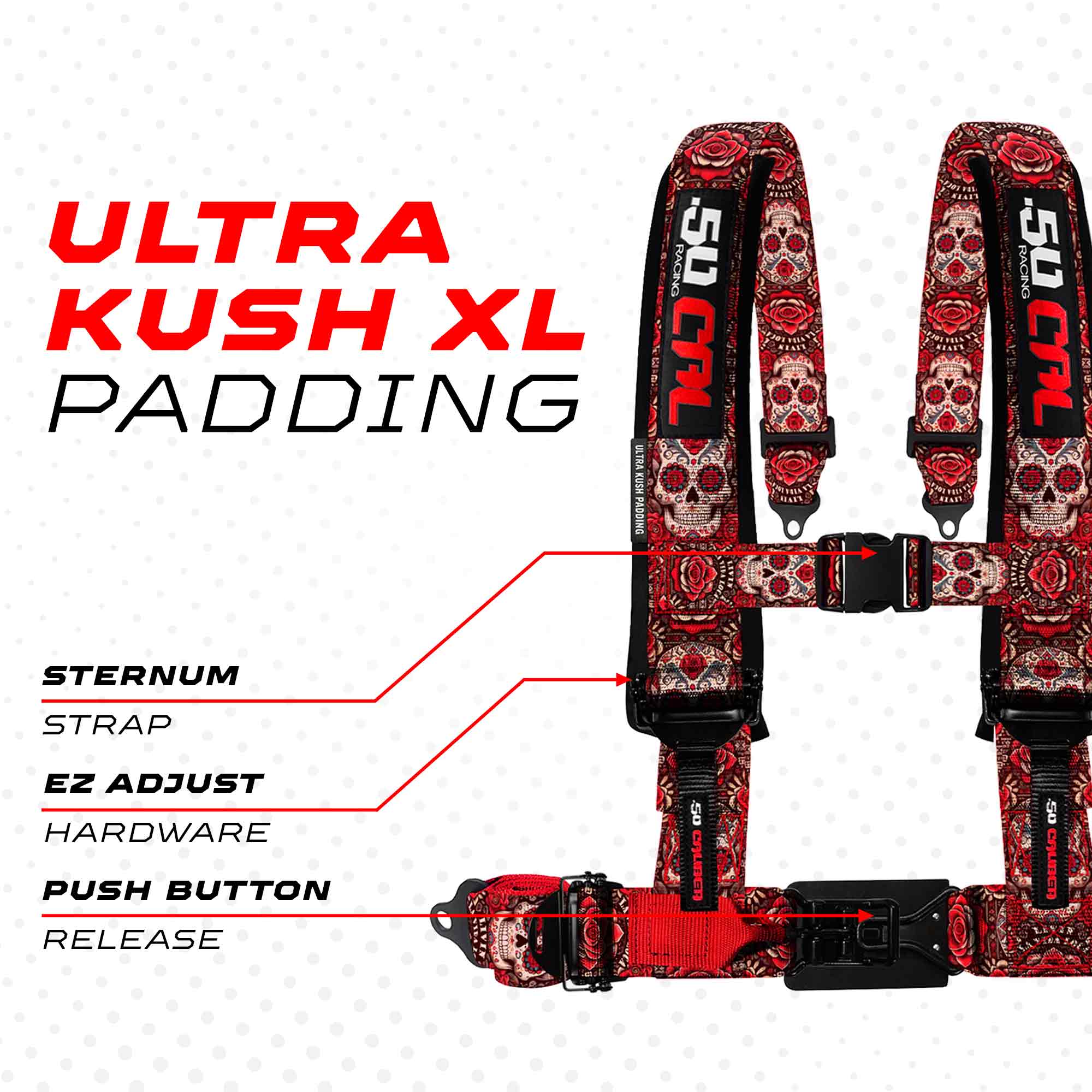 50 Caliber Racing Elite Series EZ Adjust UTV Harness | 2" & 3", 4pt & 5pt, 10 Colors
