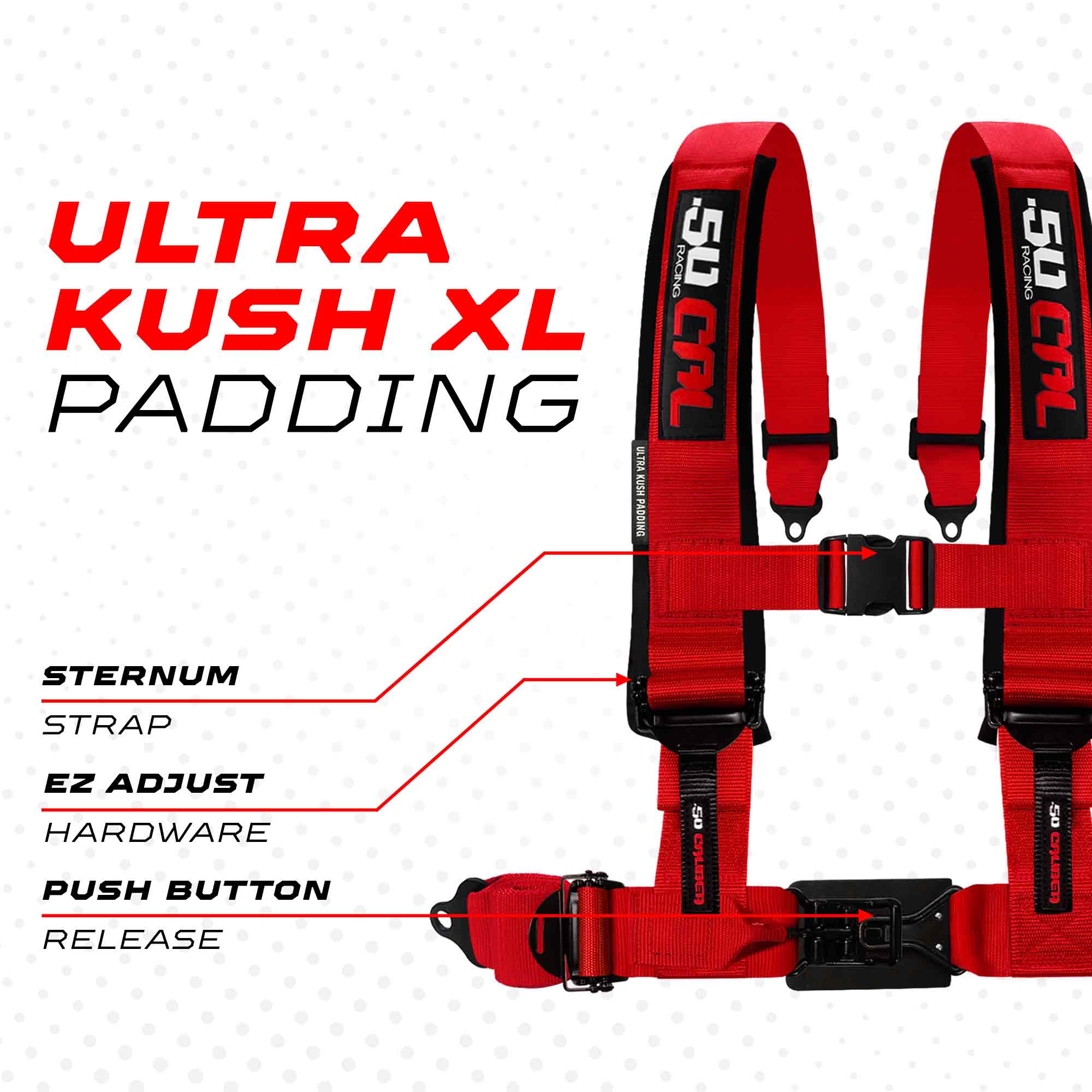 50 Caliber Racing Elite Series EZ Adjust UTV Harness | 2" & 3", 4pt & 5pt, 10 Colors