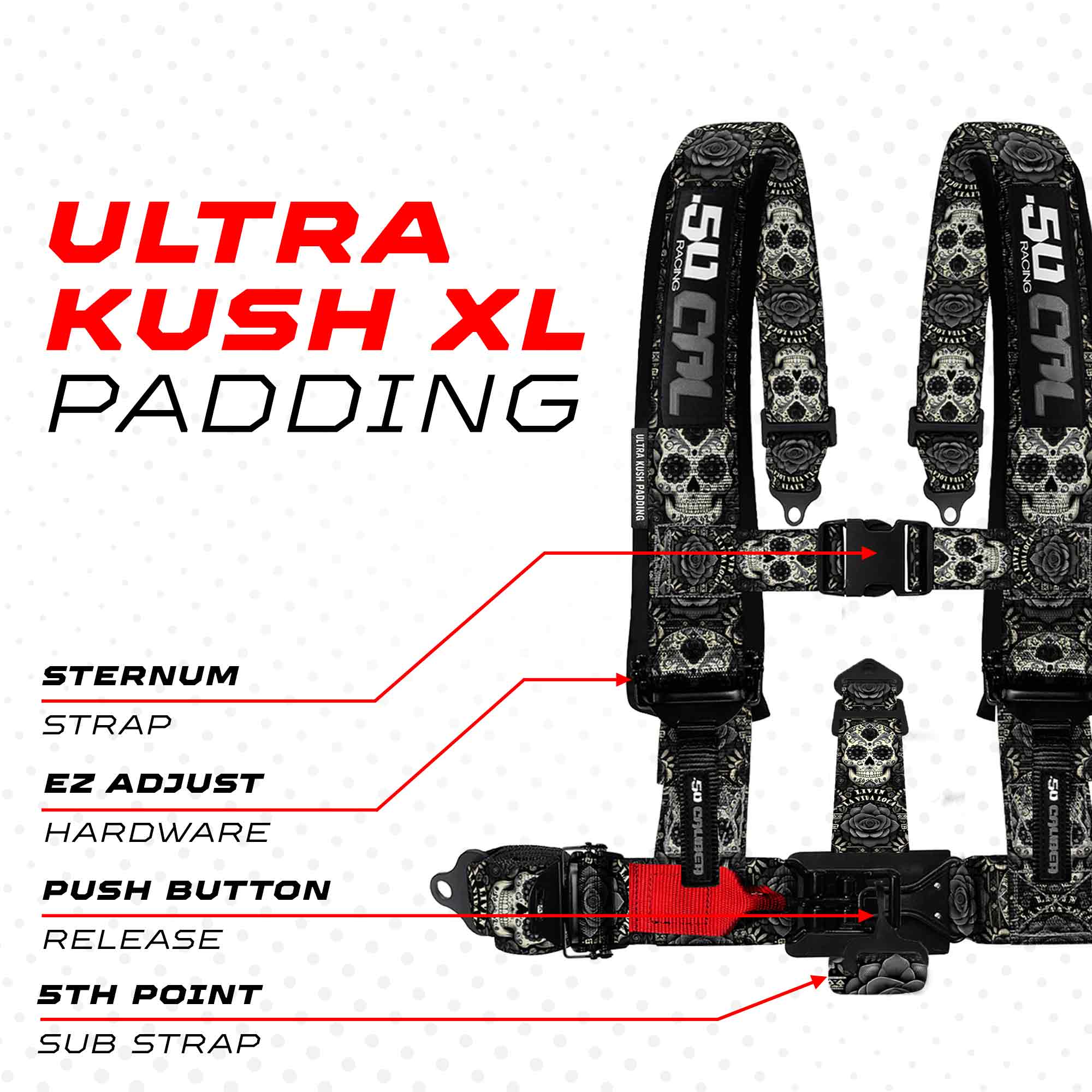 50 Caliber Racing Elite Series EZ Adjust UTV Harness | 2" & 3", 4pt & 5pt, 10 Colors