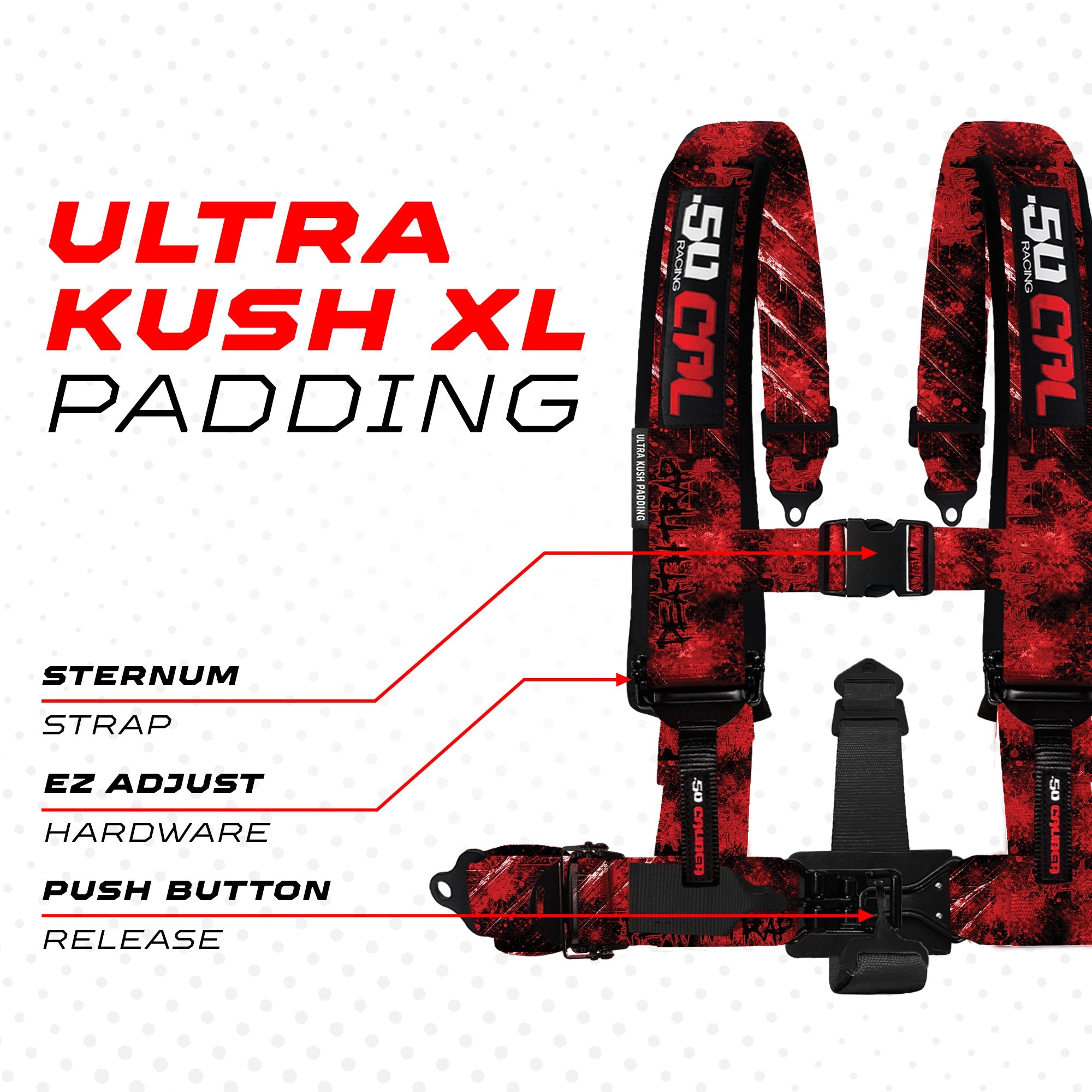 50 Caliber Racing Elite Series EZ Adjust UTV Harness | 2" & 3", 4pt & 5pt, 10 Colors