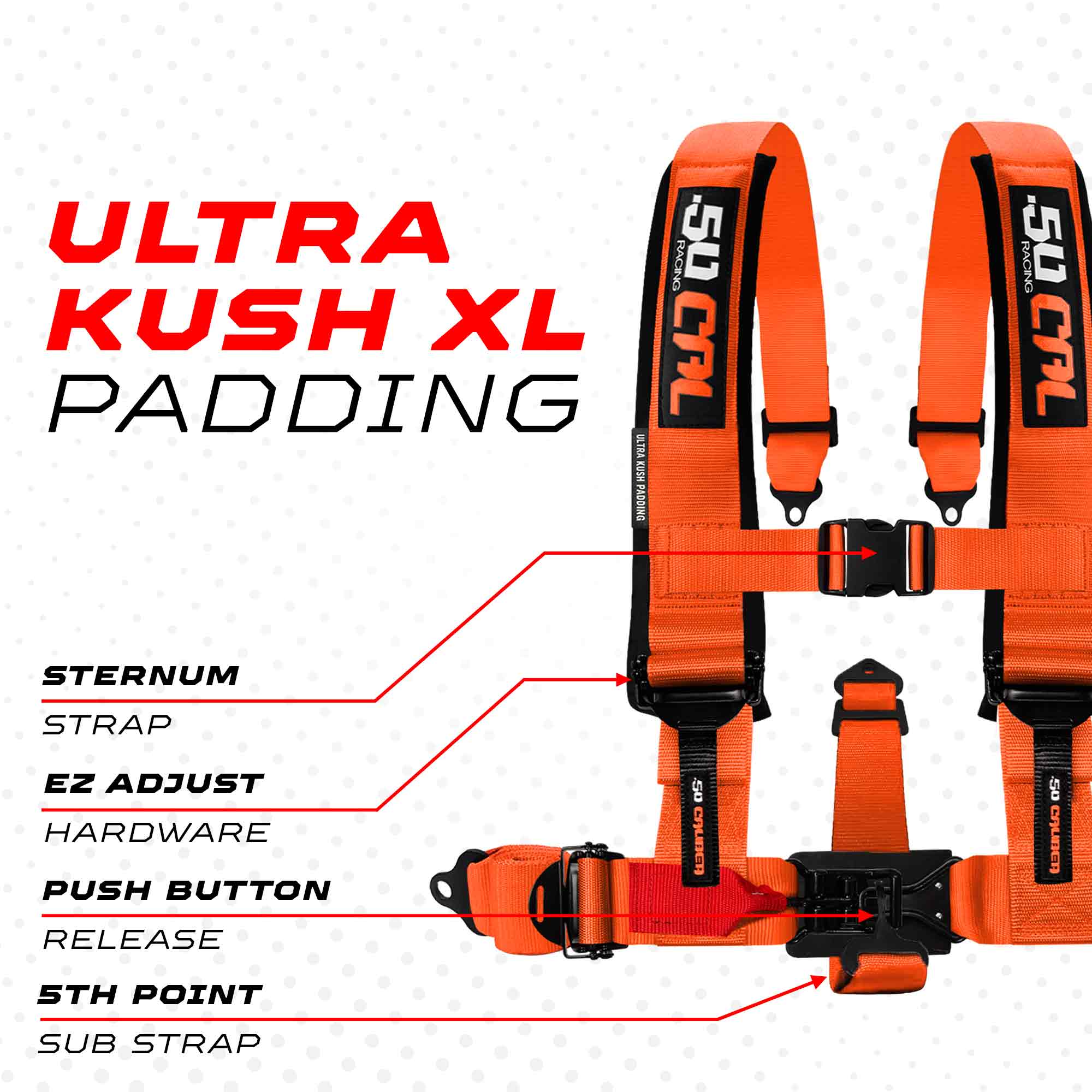 50 Caliber Racing Elite Series EZ Adjust UTV Harness | 2" & 3", 4pt & 5pt, 10 Colors