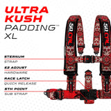 50 Caliber Racing Red Sugar Skull 5-point Elite EZ-Adjust race-latch harness shoulder padding and release detail