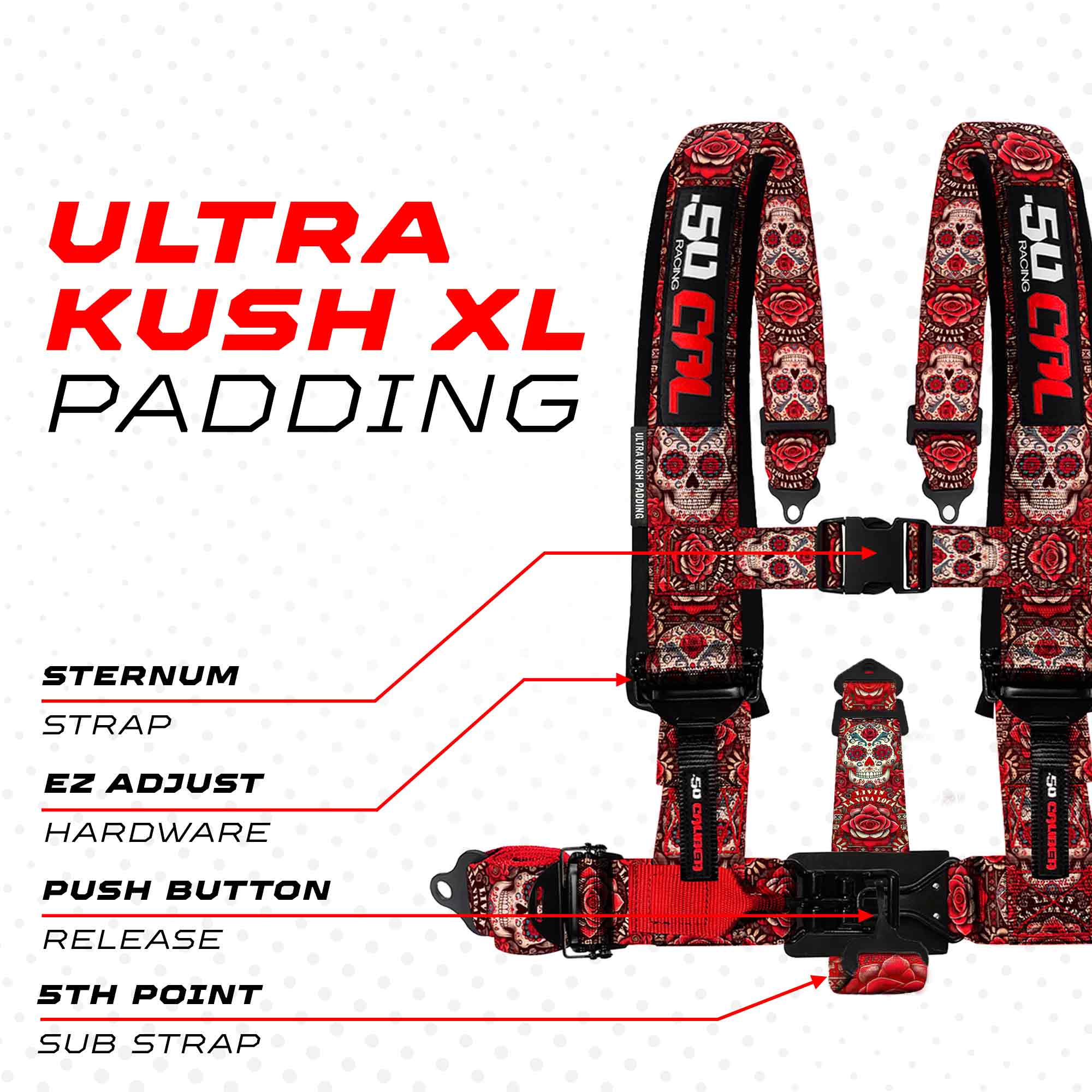 50 Caliber Racing Elite Series EZ Adjust UTV Harness | 2" & 3", 4pt & 5pt, 10 Colors