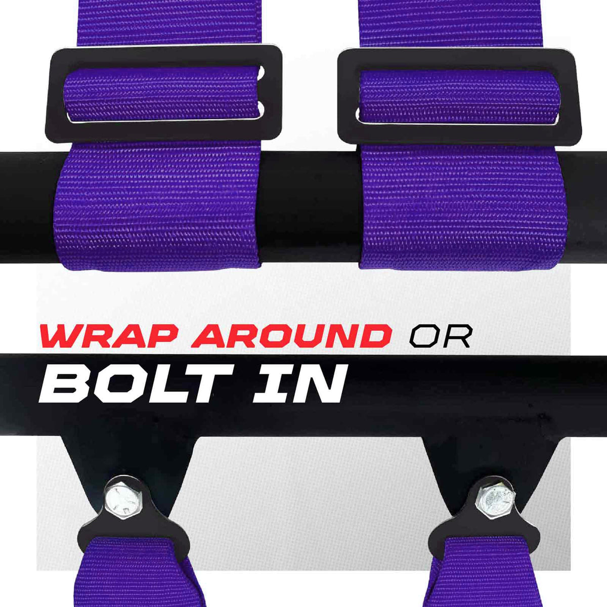 Violent Purple Elite EZ-Adjust race-latch harness wrap-around straps and bolt-in mounting tabs