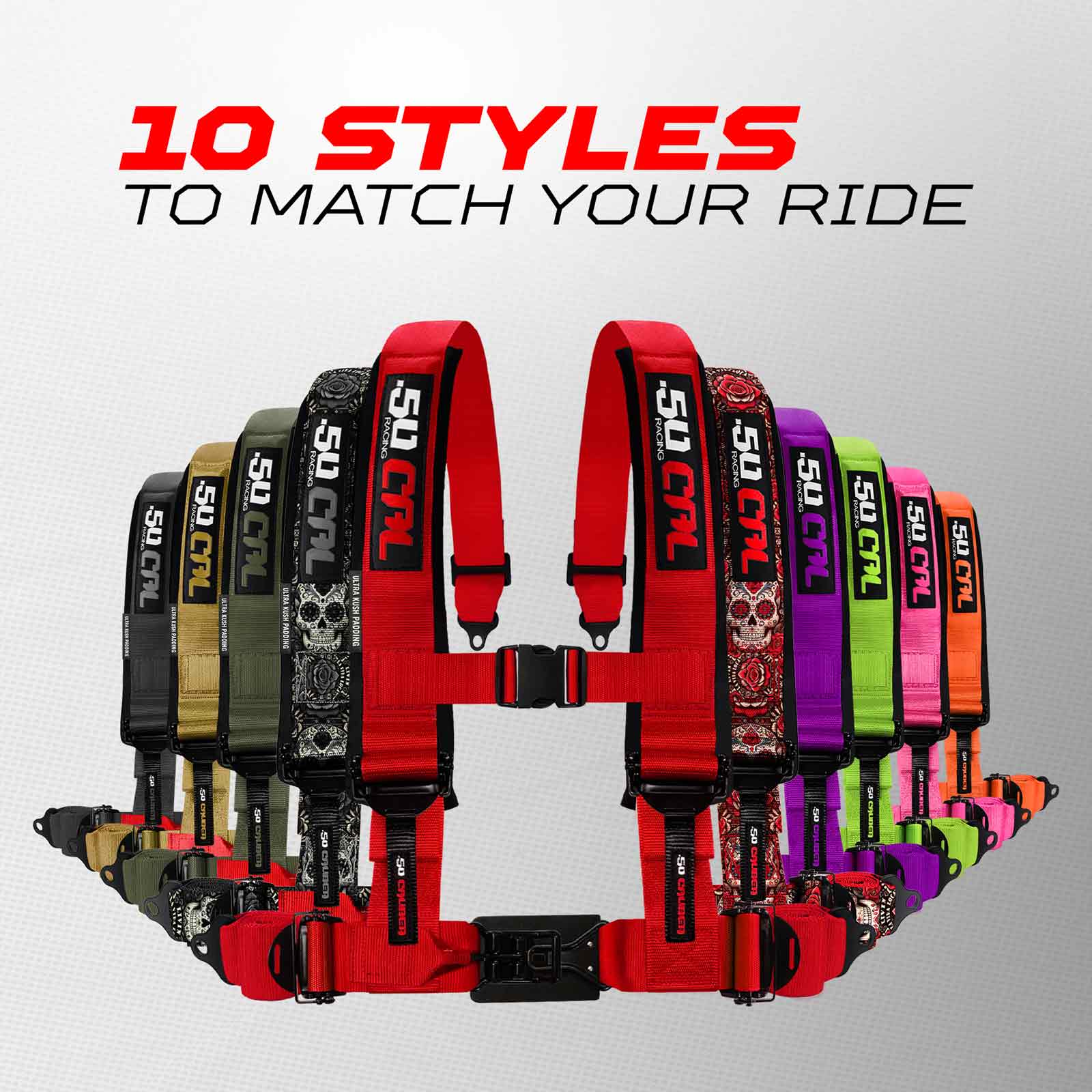 50 Caliber Racing Elite Series EZ Adjust UTV Harness | 2" & 3", 4pt & 5pt, 10 Colors