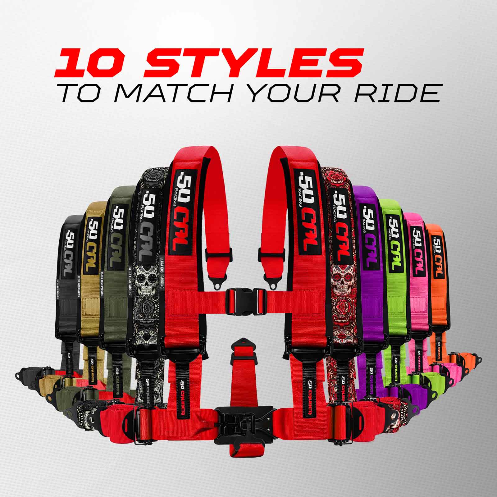 50 Caliber Racing Elite Series EZ Adjust UTV Harness | 2" & 3", 4pt & 5pt, 10 Colors