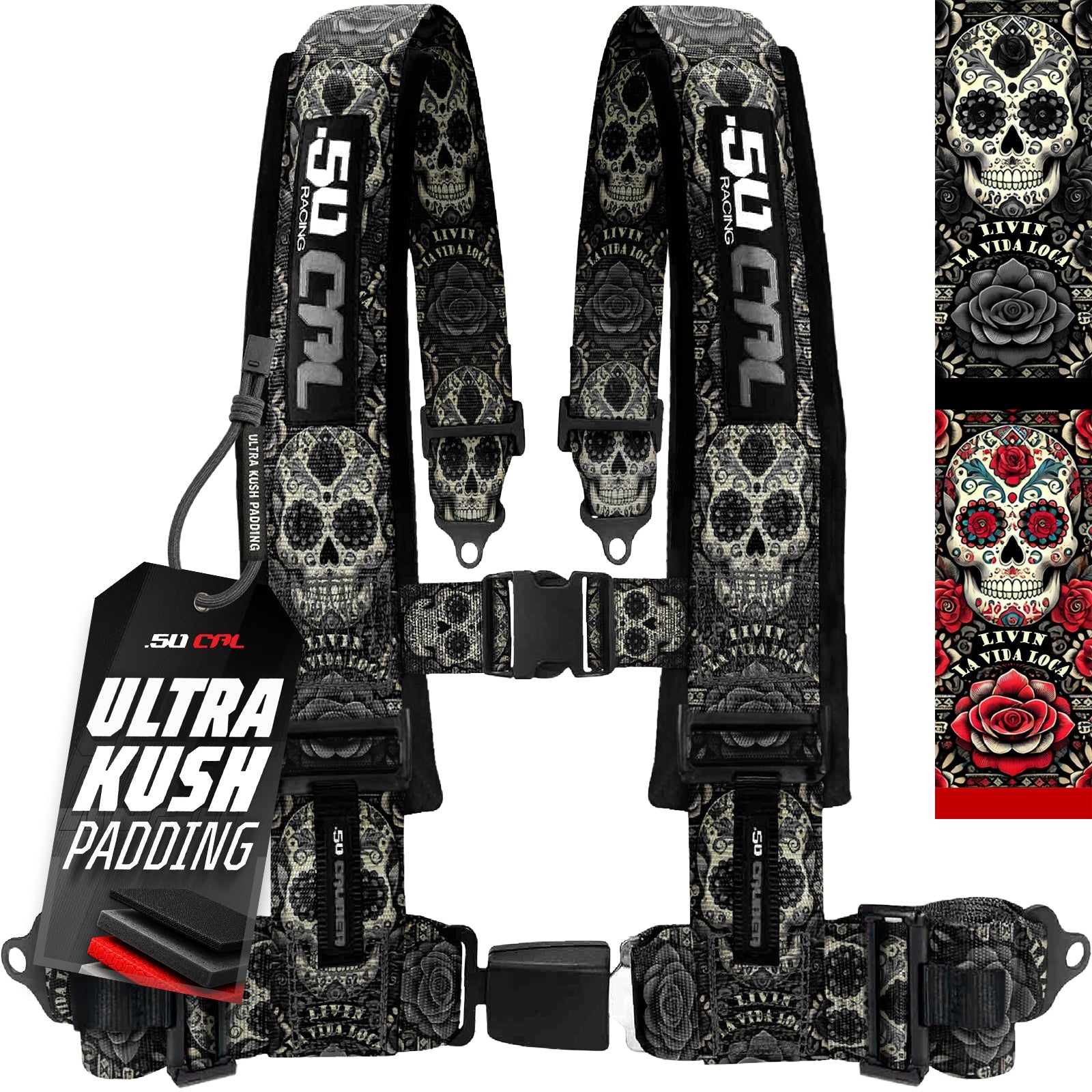 50 Caliber Racing Elite Series 4-Point UTV Harness | Ultra Kush Padding + Push Button Release | 2" & 3", 7 Colors