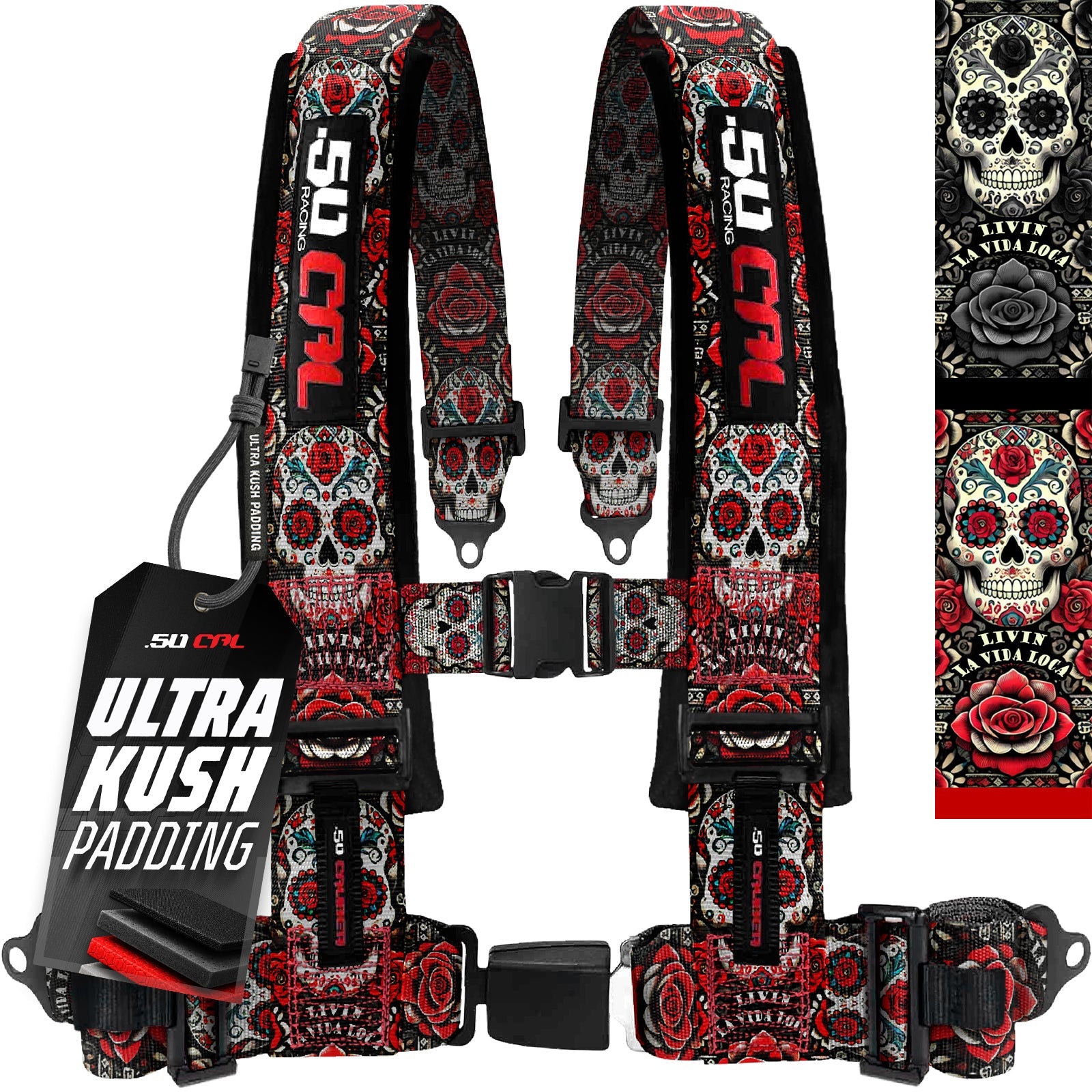 50 Caliber Racing Elite Series 4-Point UTV Harness | Ultra Kush Padding + Push Button Release | 2" & 3", 7 Colors