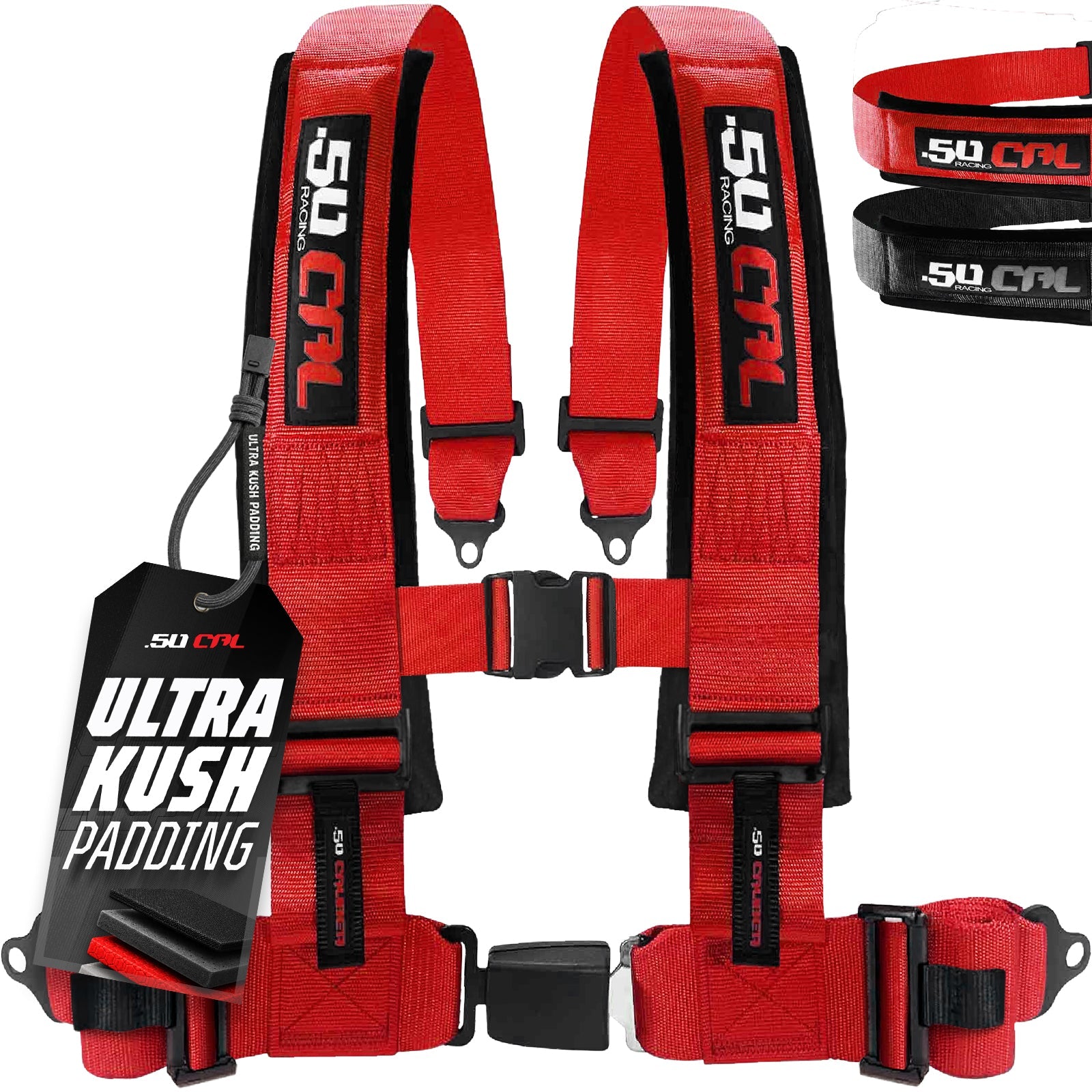 50 Caliber Racing Elite Series 4-Point UTV Harness | Ultra Kush Padding + Push Button Release | 2" & 3", 7 Colors
