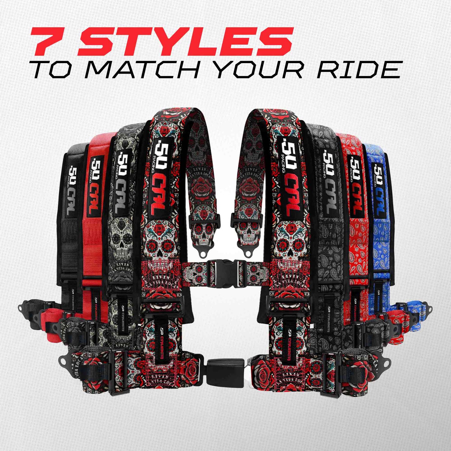 50 Caliber Racing Elite Series 4-Point UTV Harness | Ultra Kush Padding + Push Button Release | 2" & 3", 7 Colors