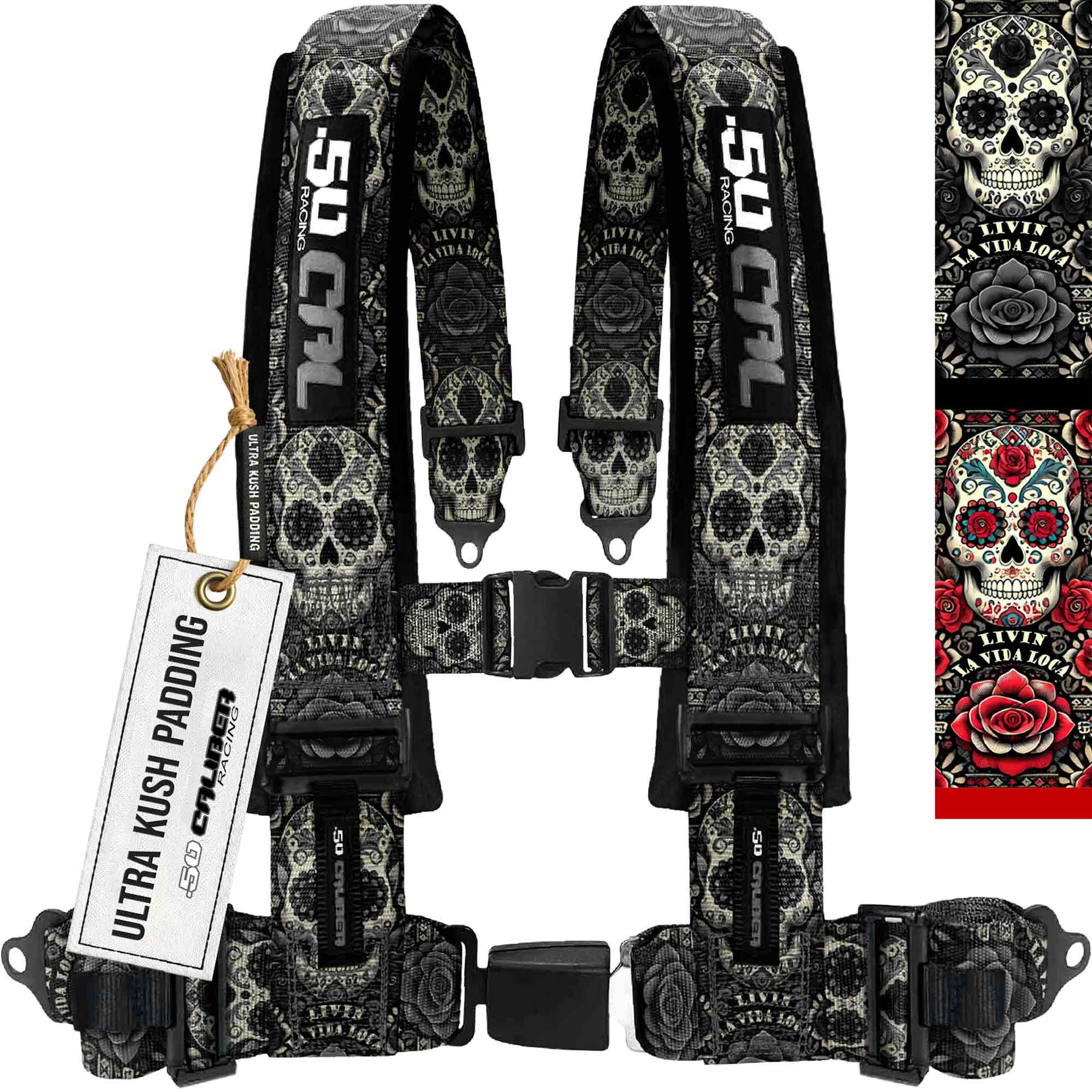 50 Caliber Racing Elite Series 4-Point UTV Harness | Ultra Kush Padding + Push Button Release | 2" & 3", 7 Colors