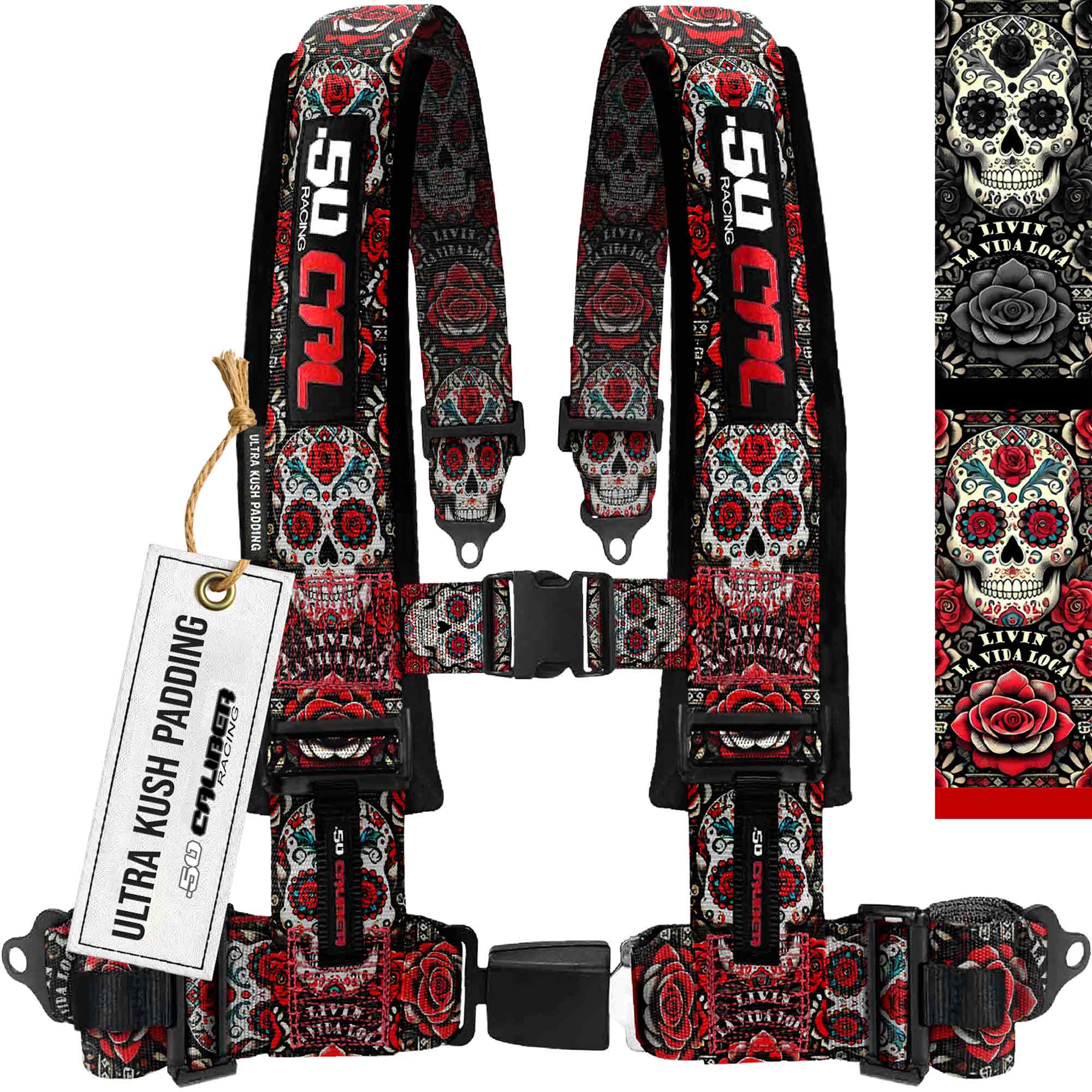 50 Caliber Racing Elite Series 4-Point UTV Harness | Ultra Kush Padding + Push Button Release | 2" & 3", 7 Colors