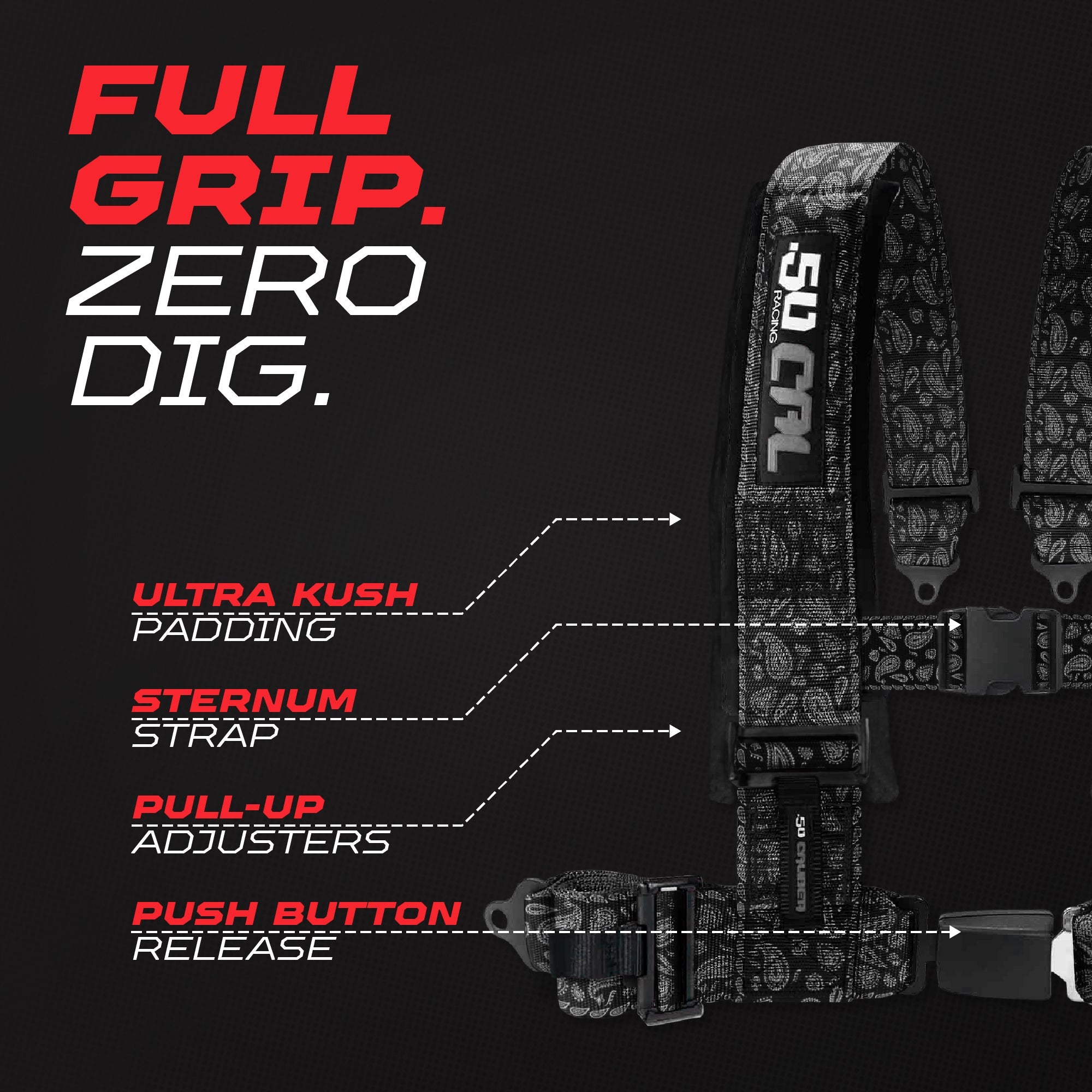 2" & 3" 4 point Harness with push button release "Elite Series"