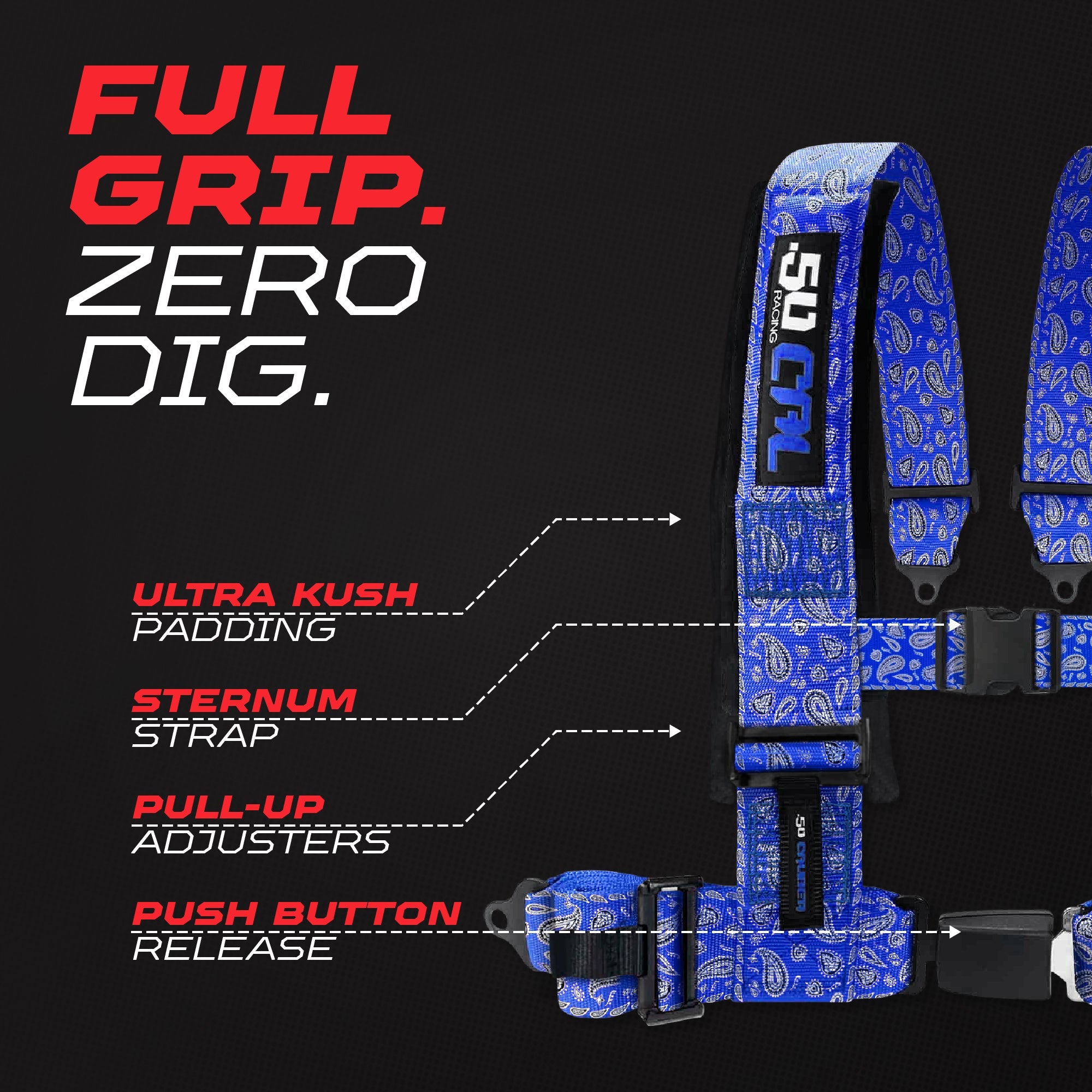 2" & 3" 4 point Harness with push button release "Elite Series"