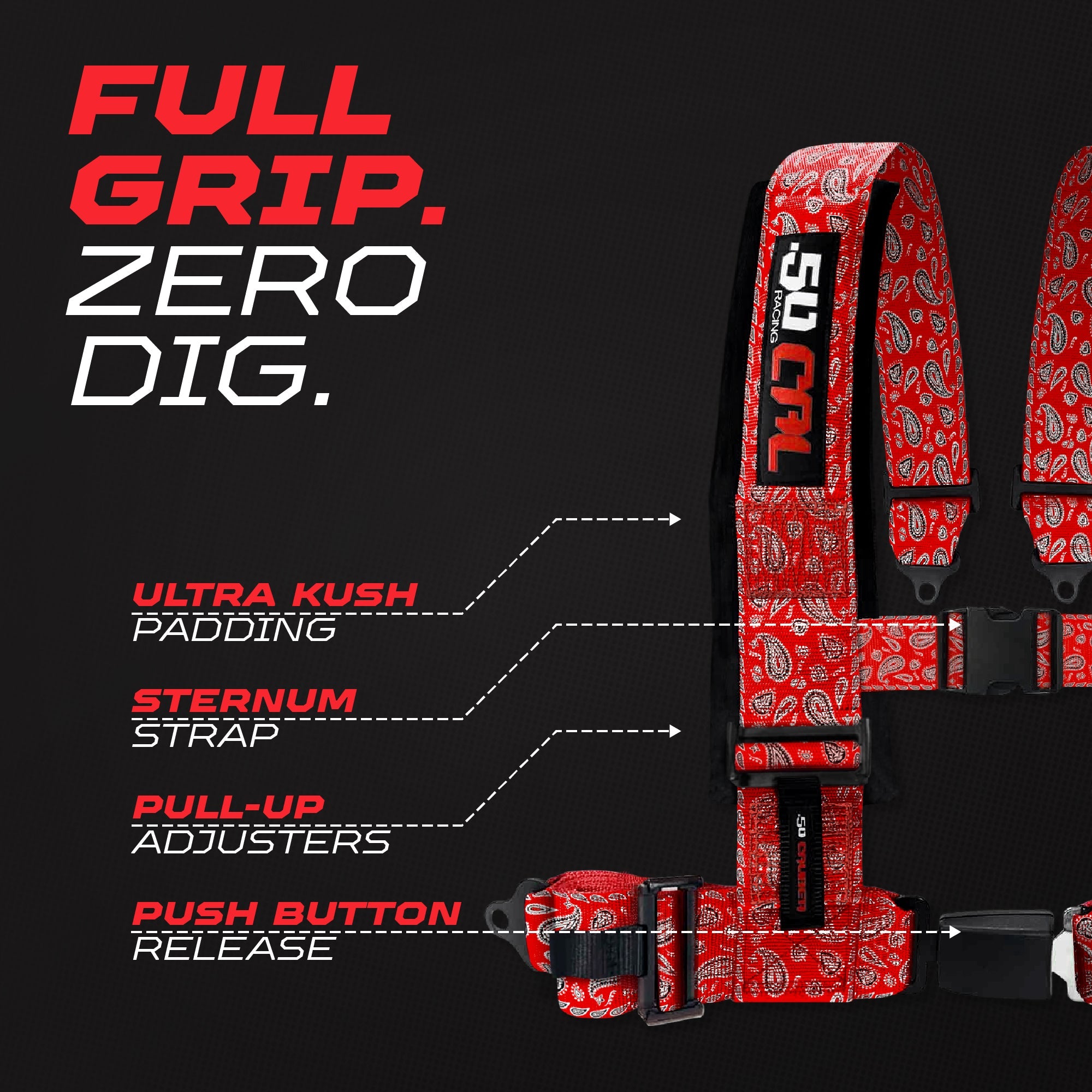 2" & 3" 4 point Harness with push button release "Elite Series"