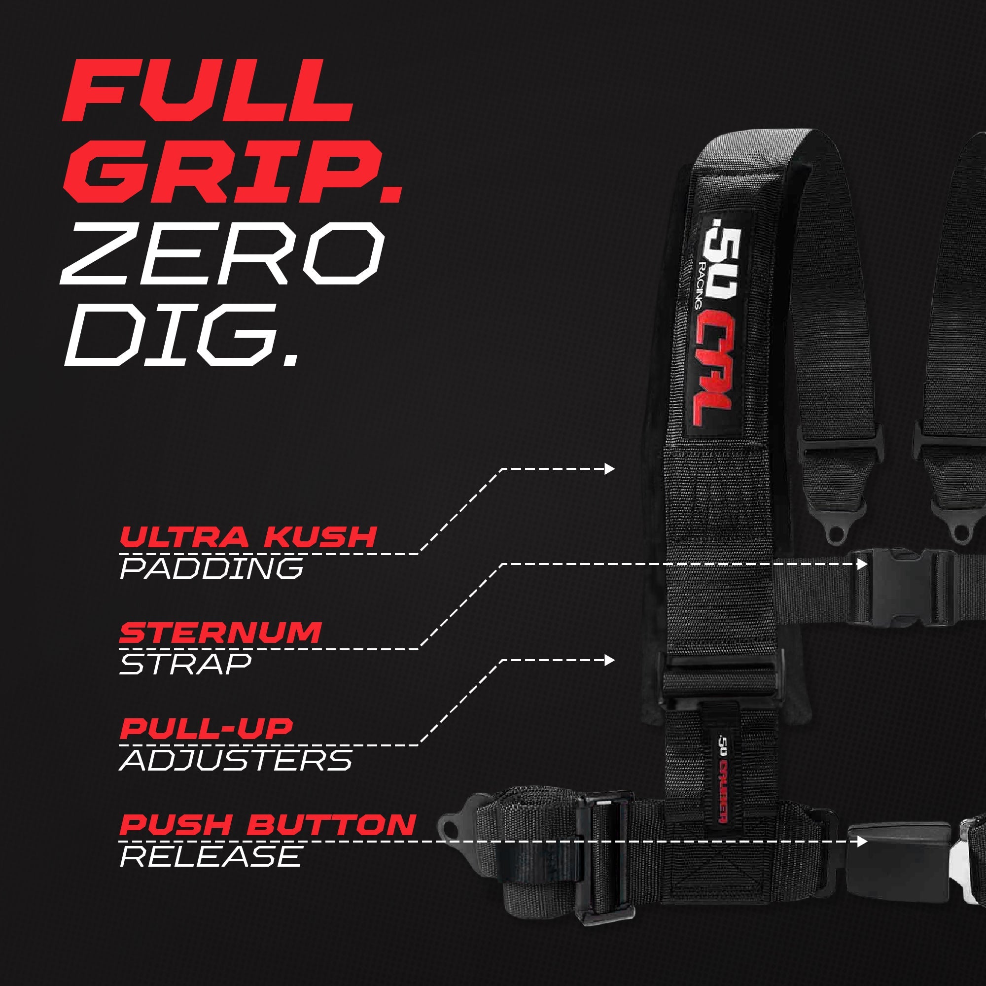 2" & 3" 4 point Harness with push button release "Elite Series"