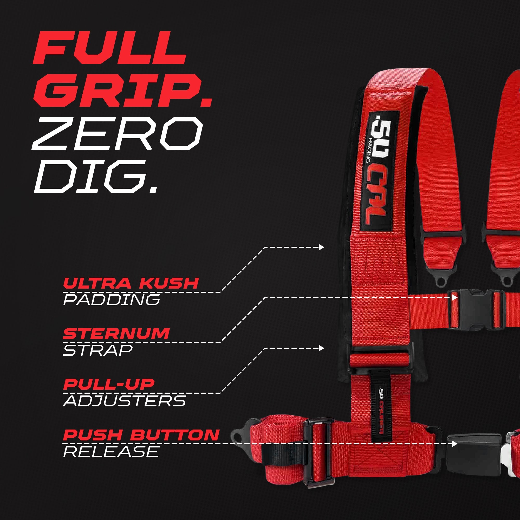 2" & 3" 4 point Harness with push button release "Elite Series"