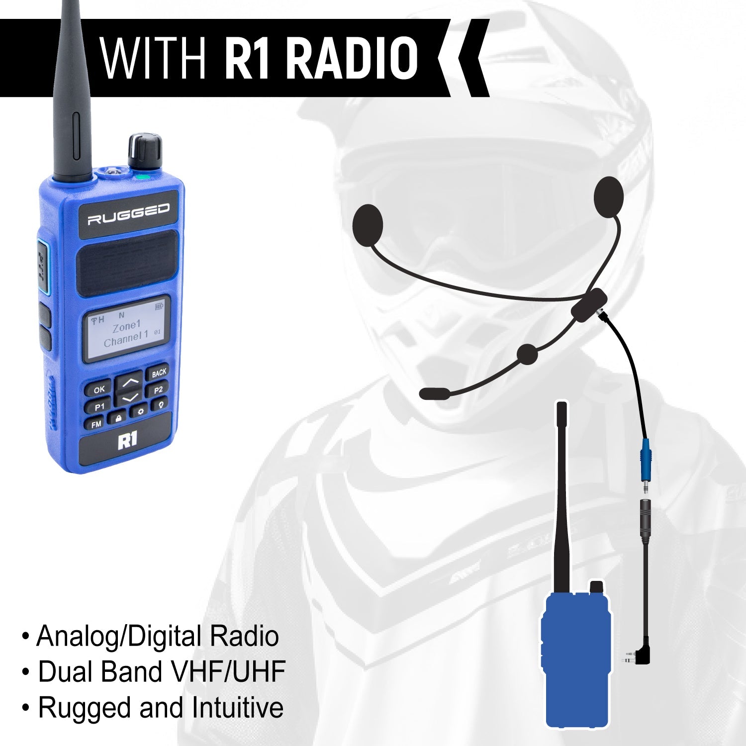 Photo of ENDURO Moto Kit - Includes Helmet Kit and Compact Harness Cable by Rugged Radios - Premium for UTVs / Side by Sides