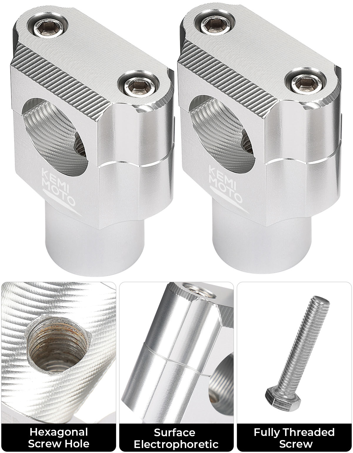Photo of 1 Inch Motorcycle Handlebar Risers, Aluminum Alloy Motorcycle Risers by Kemimoto - Premium for UTVs / Side by Sides